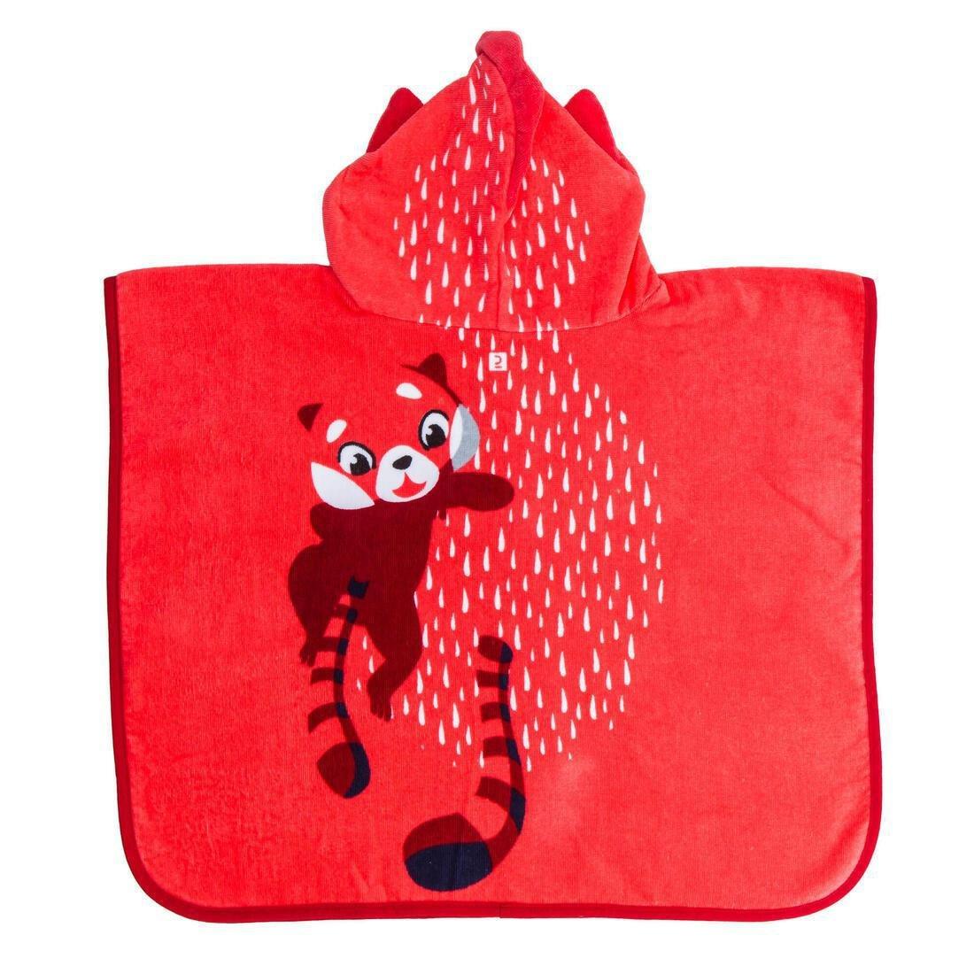 Baby / Kids Poncho With Hood, Red Panda Print Title, No Color, large image number 3
