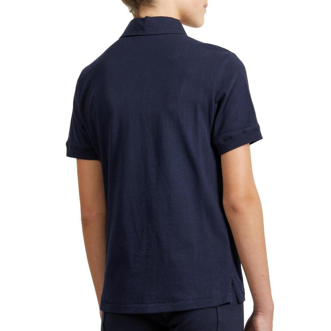 140 Boys' Horse Riding Short-Sleeved Polo Shirt, Asphalt Blue, , large image number 8
