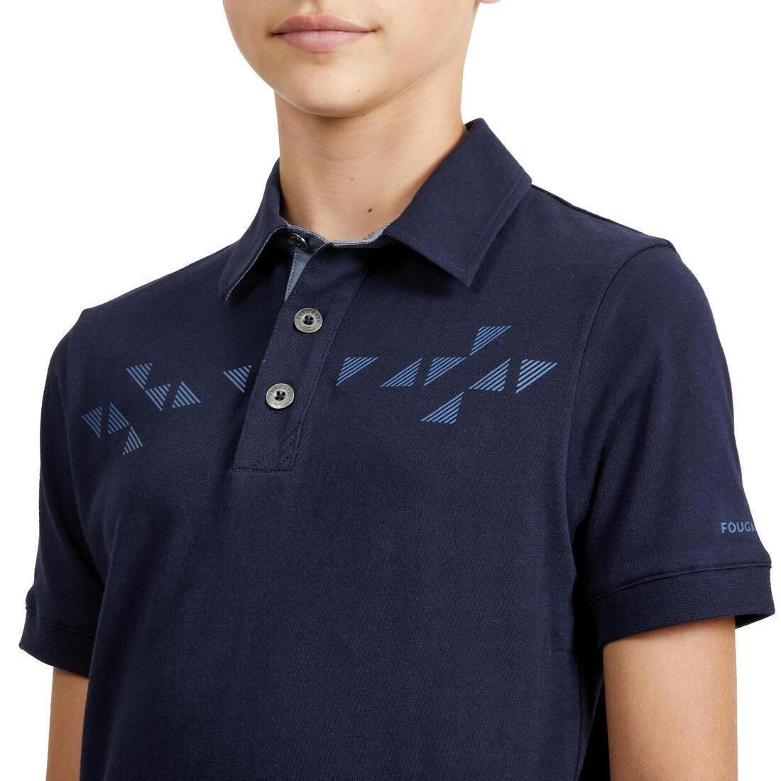 140 Boys' Horse Riding Short-Sleeved Polo Shirt, Asphalt Blue, No Color, large image number 9