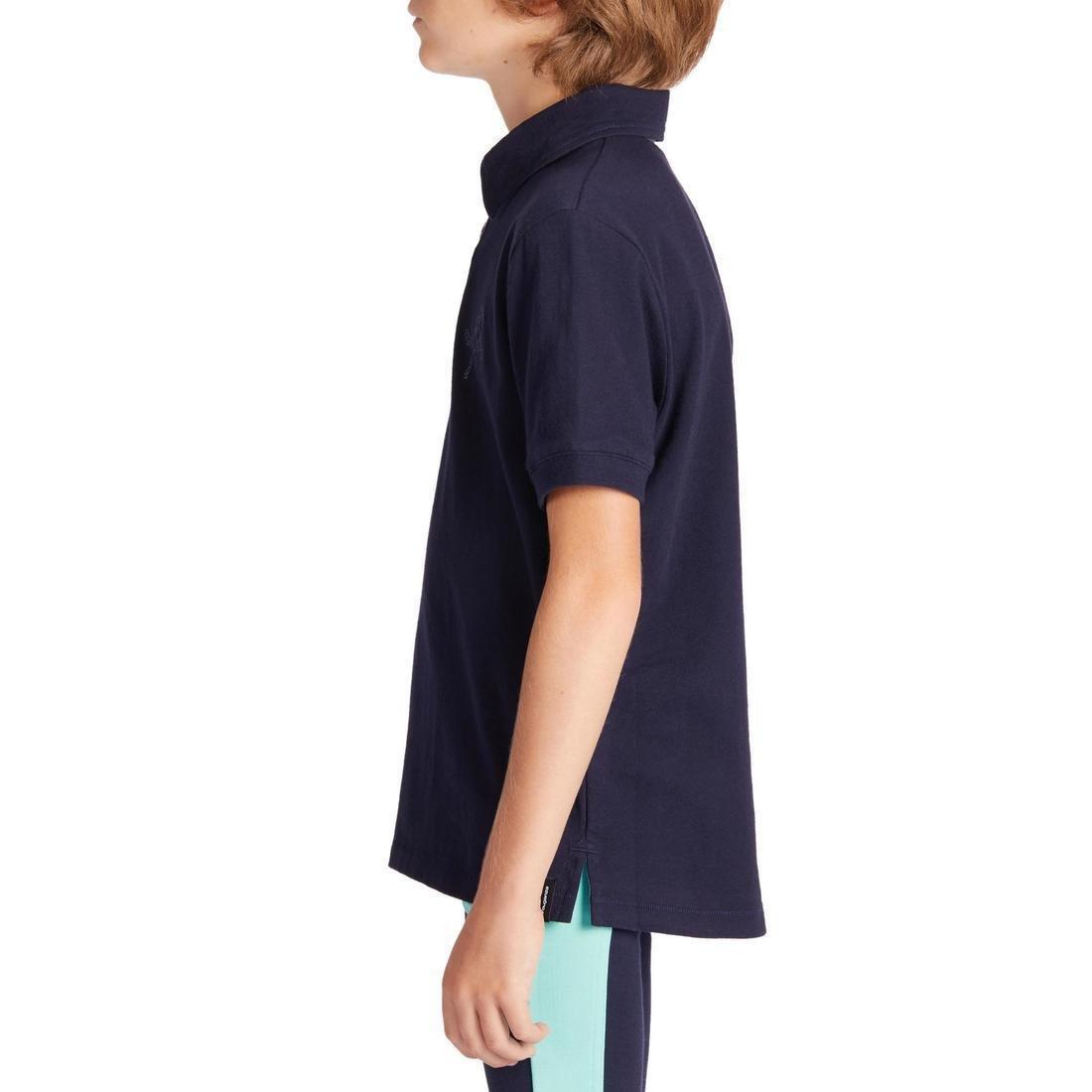 140 Boys' Horse Riding Short-Sleeved Polo Shirt, Asphalt Blue, No Color, large image number 10