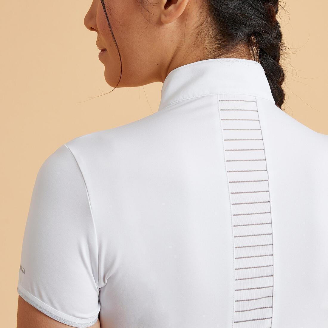 Women Horse Riding Short-Sleeved Competition - Polo 500, Snow White, , large image number 4