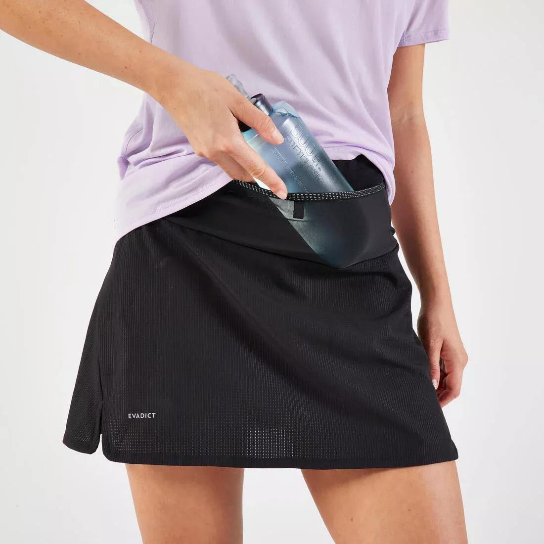 BLACK WOMEN'S TRAIL RUNNING SKORT - BLACK, No Color, large image number 6