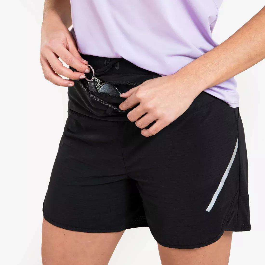 Women Trail Running Baggy Shorts, Black, No Color, large image number 2