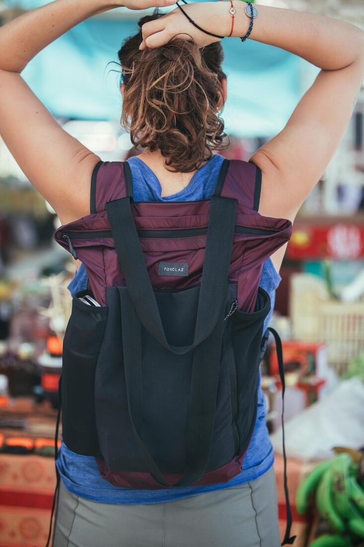 BURGUNDY PURPLE 2in1 tote bag 15L - Travel, No Color, large image number 1