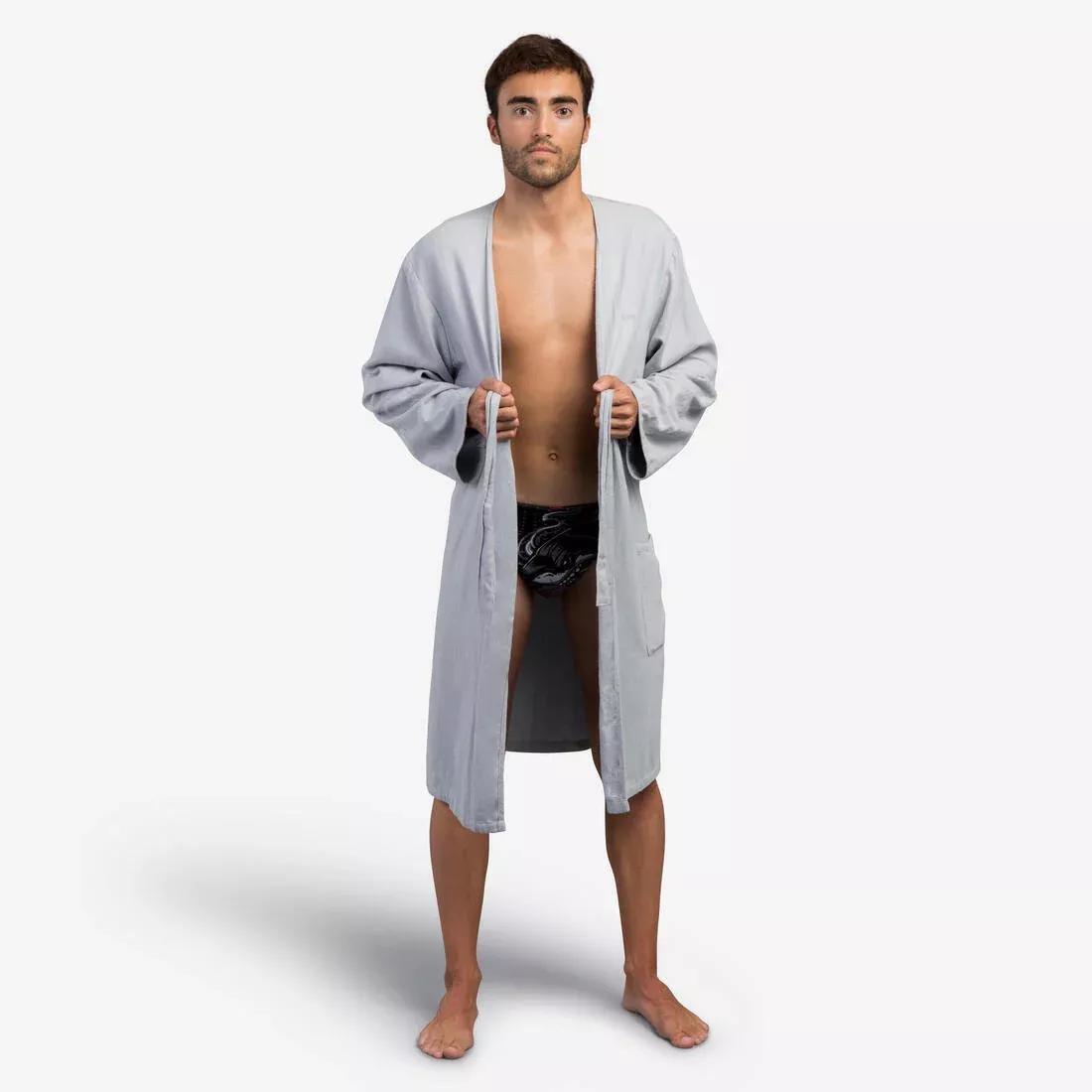 Unisex Cotton Pool Bathrobe, Grey, , medium