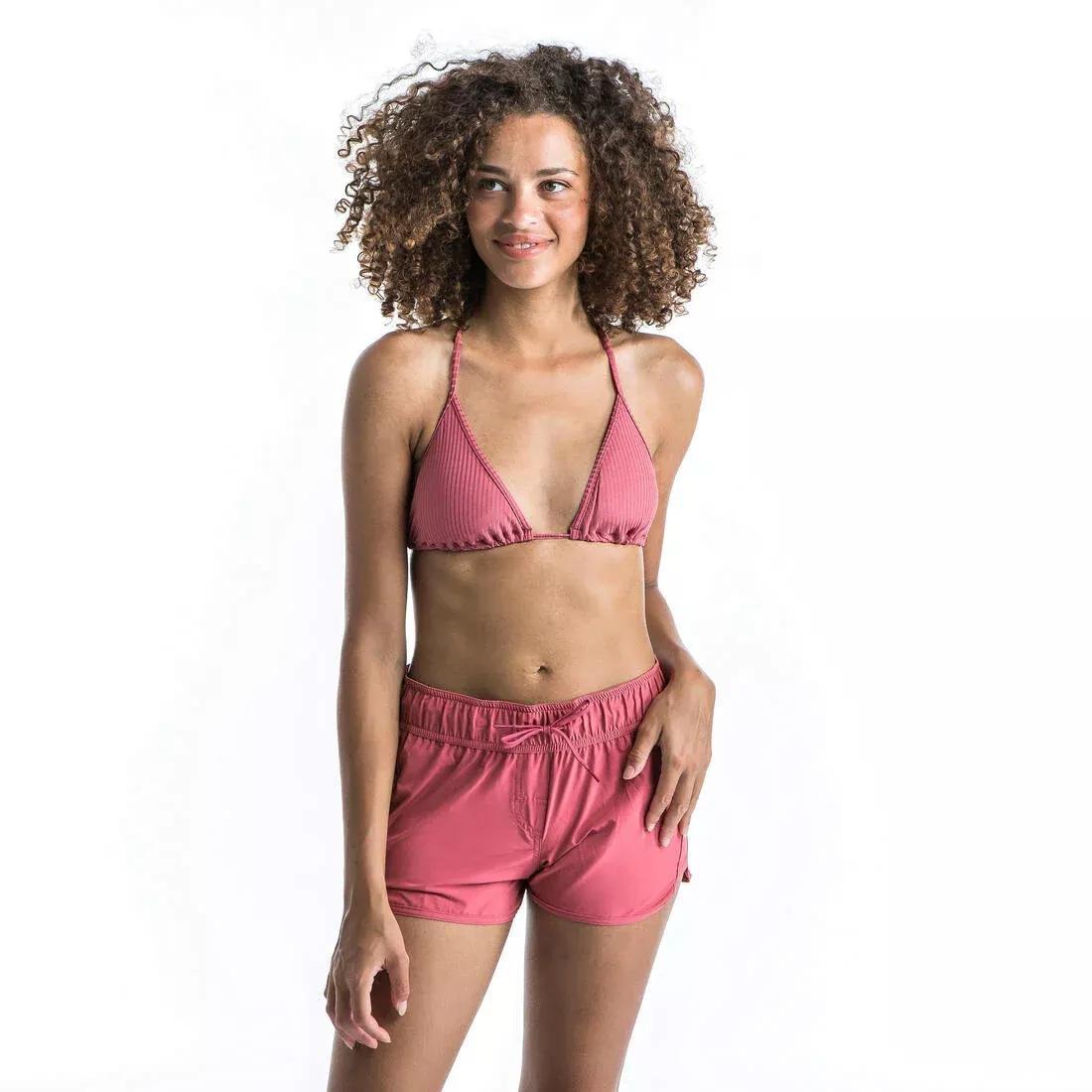 OLD PINK WOMEN'S SLIDING TRIANGLE BIKINI SWIMSUIT TOP MAE - Ribbed, No Color, large image number 0