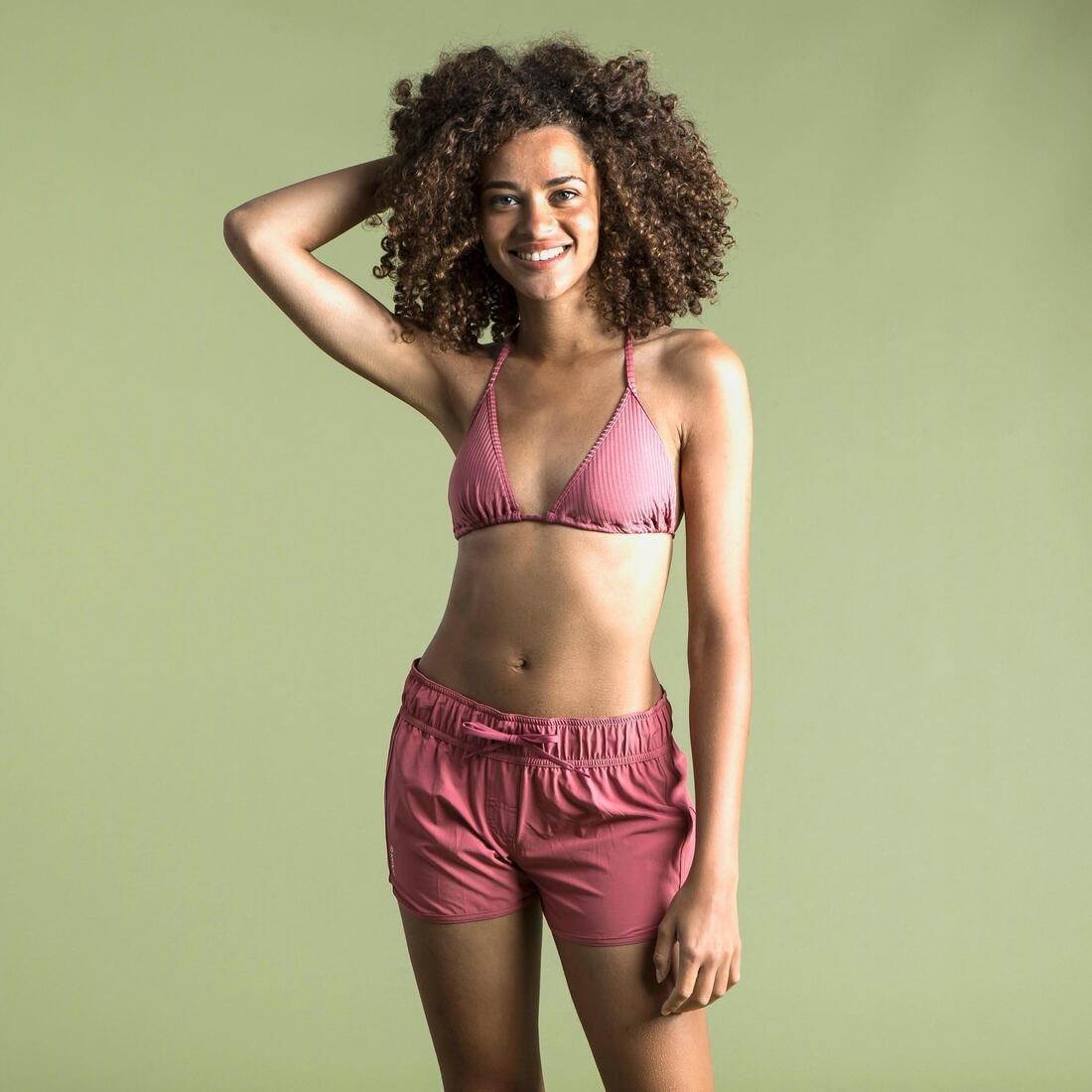 OLD PINK WOMEN'S SLIDING TRIANGLE BIKINI SWIMSUIT TOP MAE - Ribbed, No Color, large image number 4