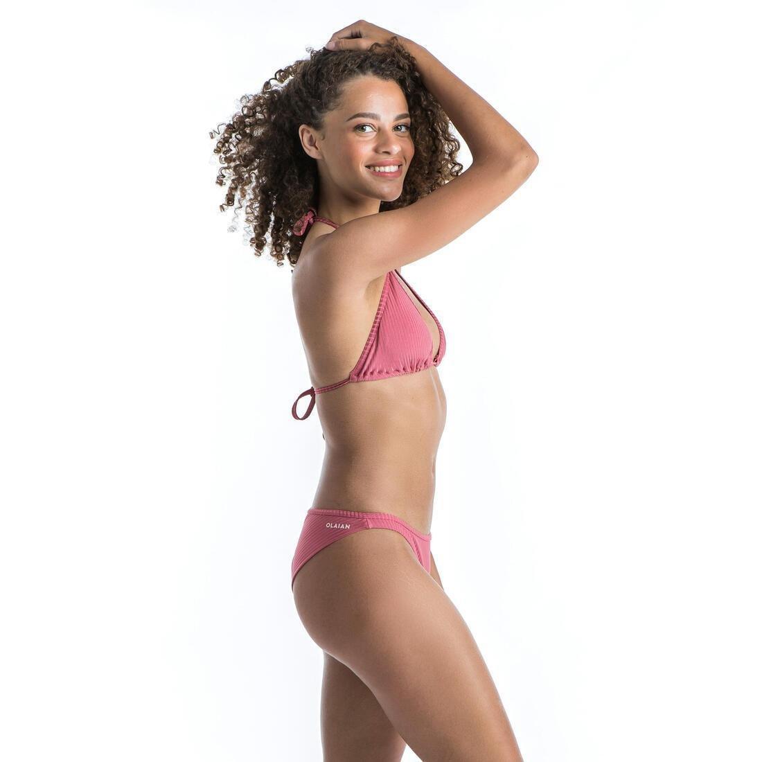OLD PINK WOMEN'S SLIDING TRIANGLE BIKINI SWIMSUIT TOP MAE - Ribbed, No Color, large image number 7