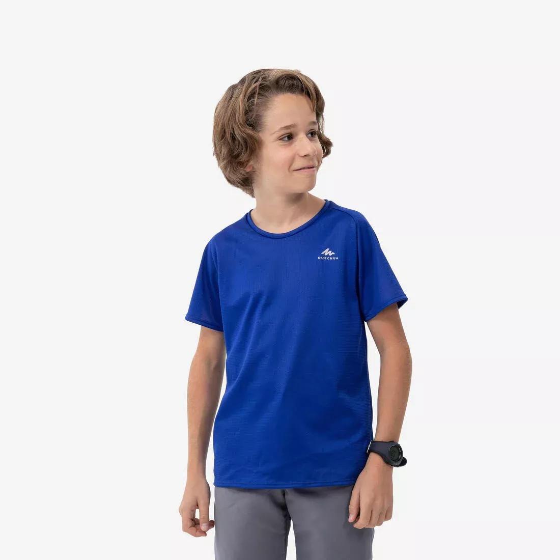 COBALT BLUE Kids' Hiking T-Shirt - MH500 Aged 7-15, No Color, medium