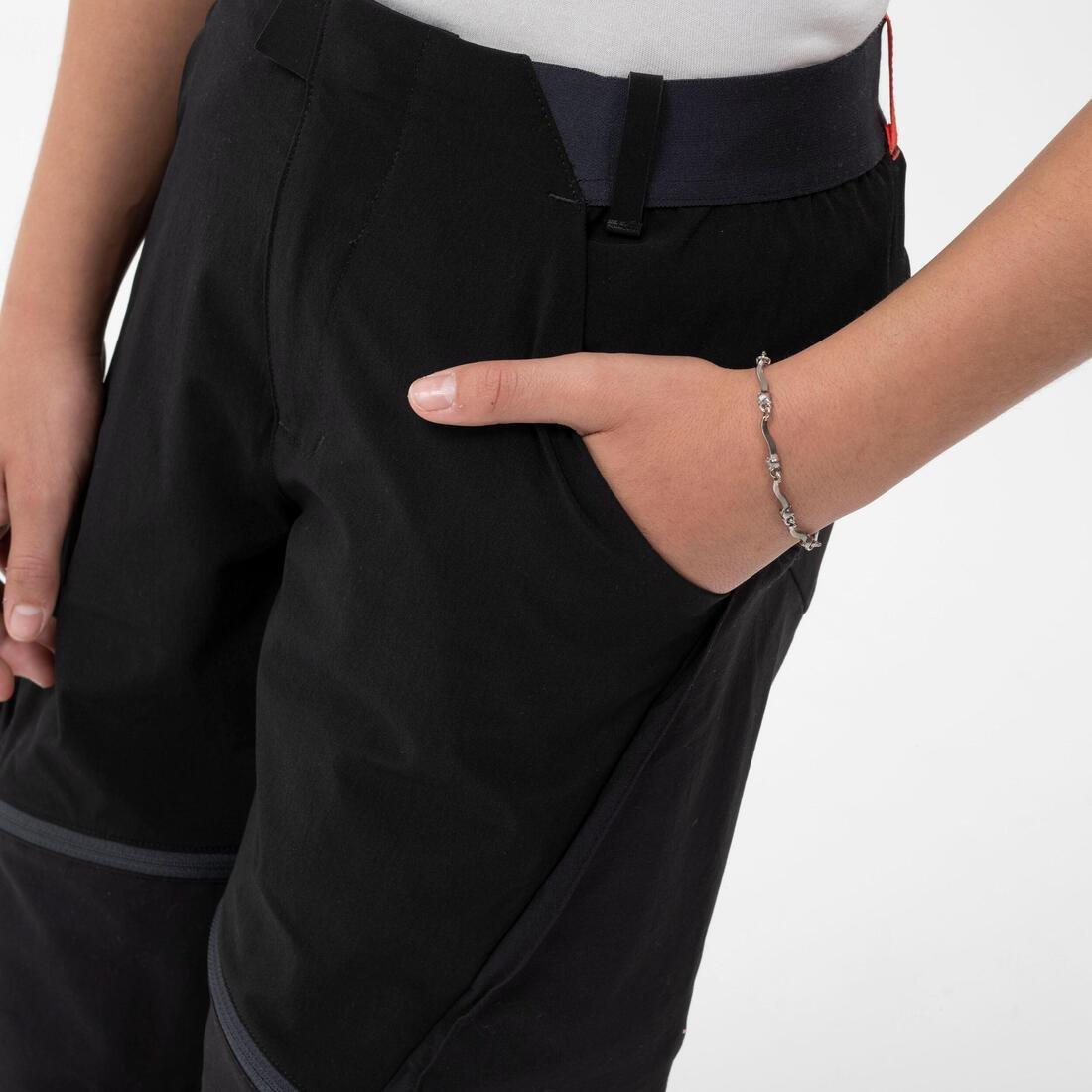 Kids Unisex Modular Hiking Trousers - MH500 ONEZIP Aged 7-15, Black, No Color, large image number 8