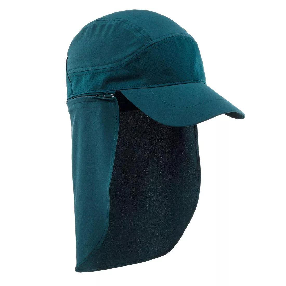 TEAL BLUE Long-neck hiking cap, 7-15 years, MH900 - Blue, No Color, large image number 0