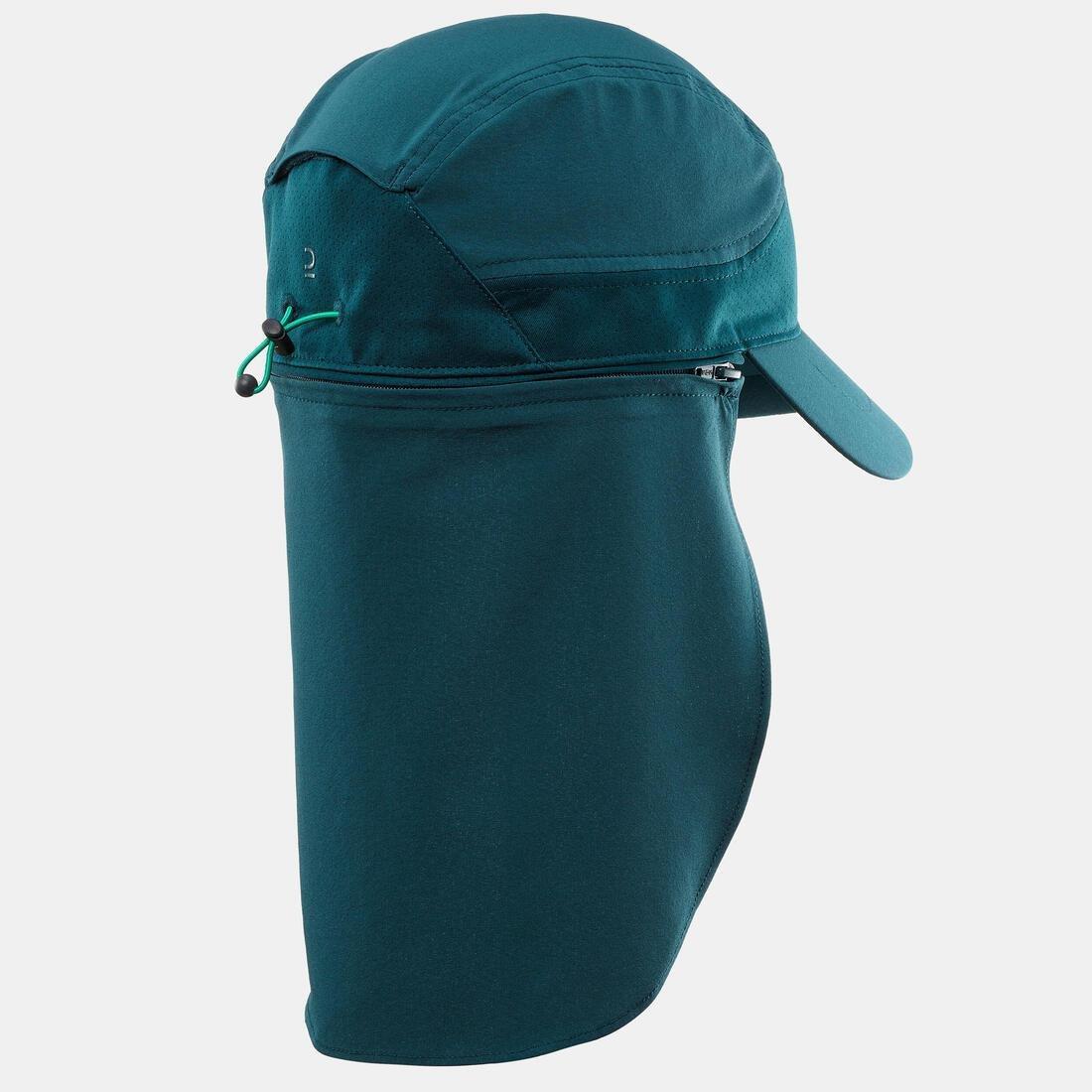 TEAL BLUE Long-neck hiking cap, 7-15 years, MH900 - Blue, No Color, large image number 1