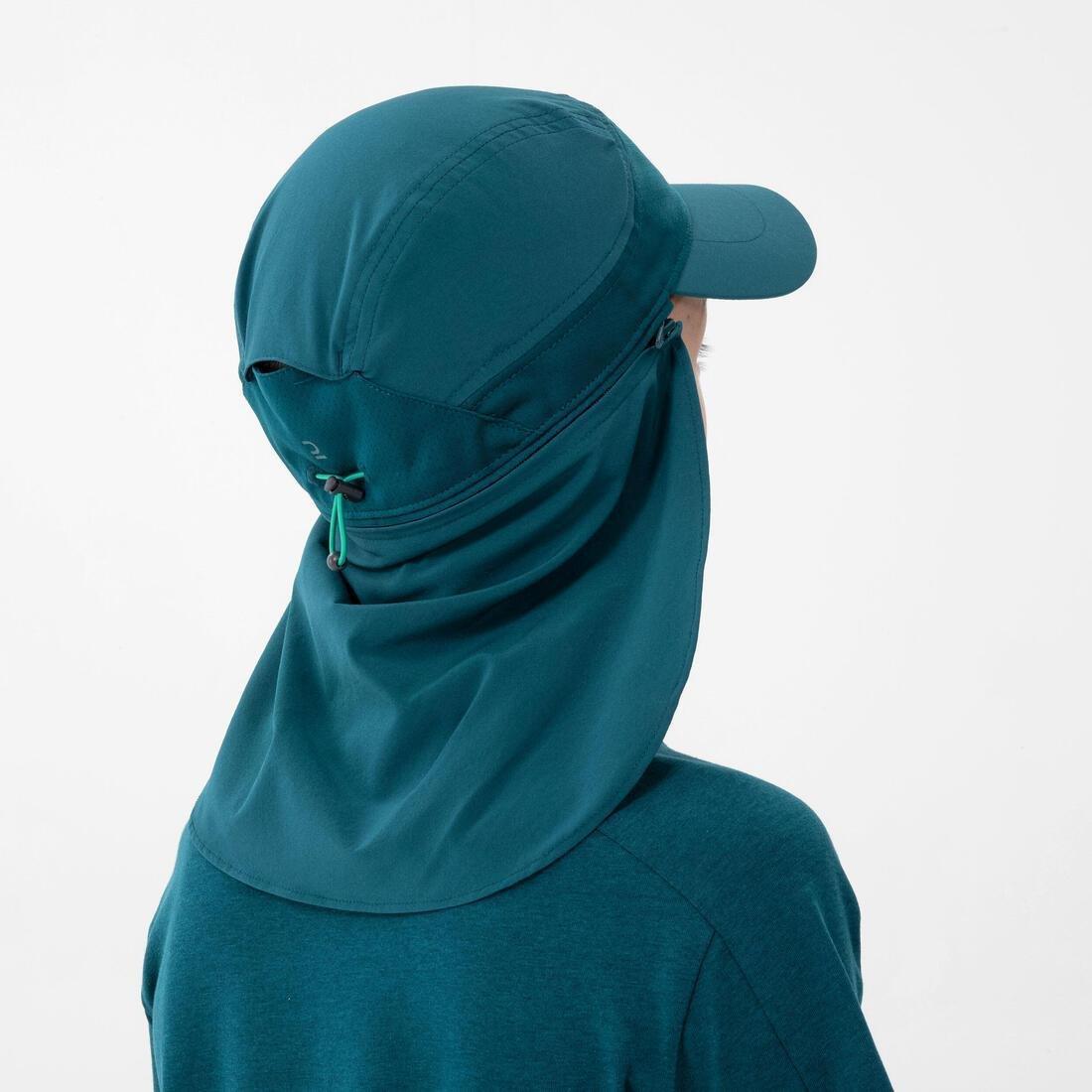 TEAL BLUE Long-neck hiking cap, 7-15 years, MH900 - Blue, No Color, large image number 5