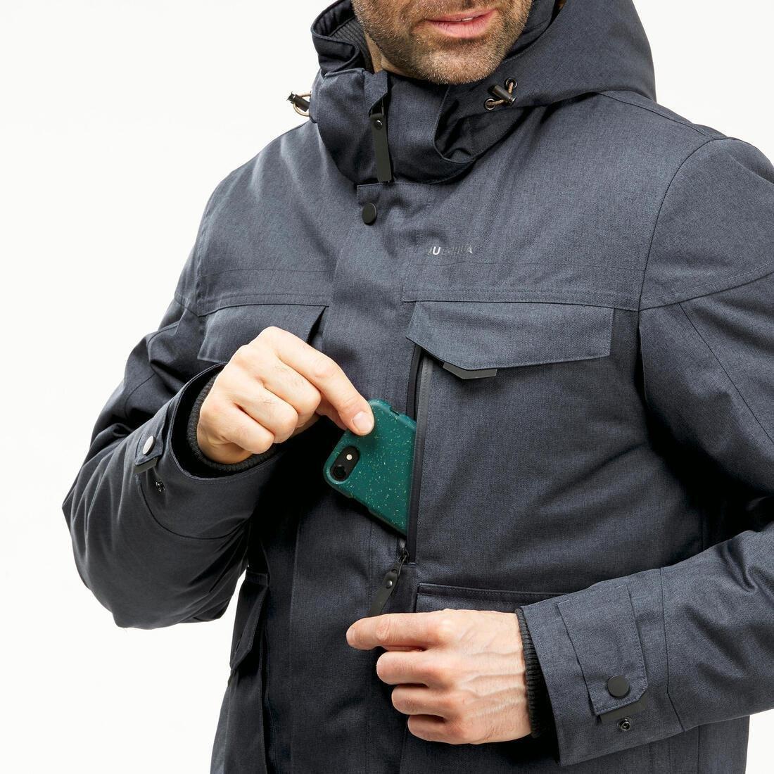 Men Waterproof Winter Hiking Jacket Sh100 X-Warm, Black, , large image number 4