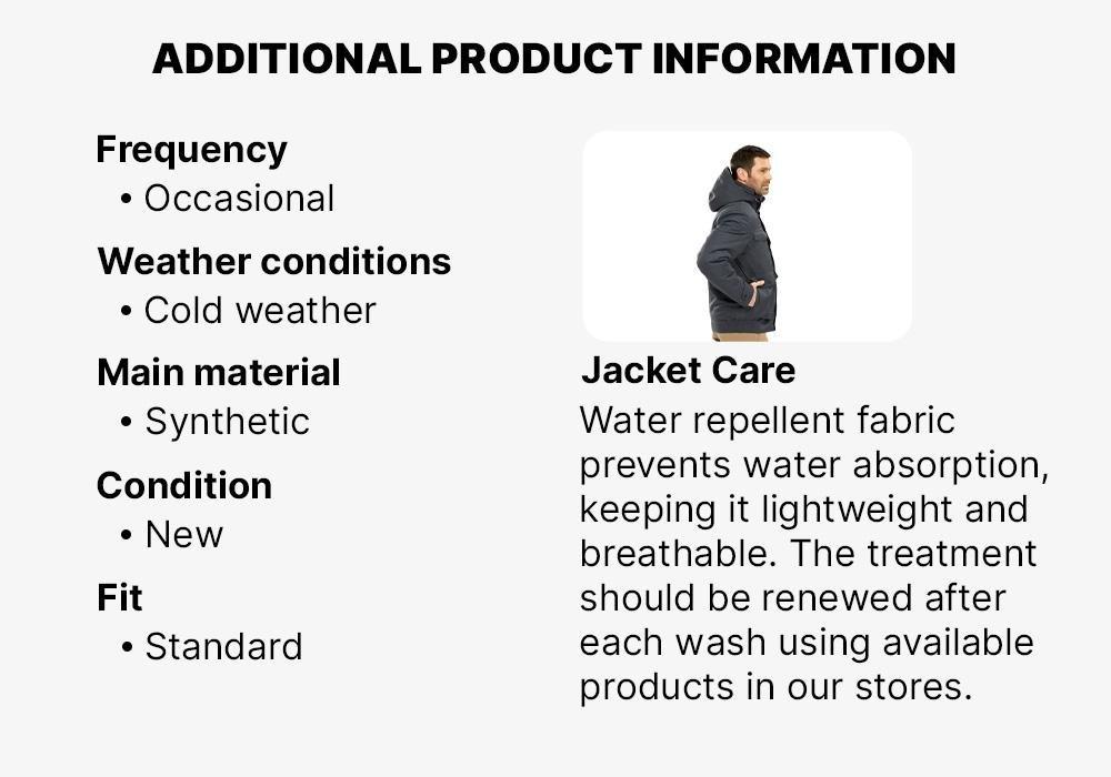 Men Waterproof Winter Hiking Jacket Sh100 X-Warm, Black, No Color, medium