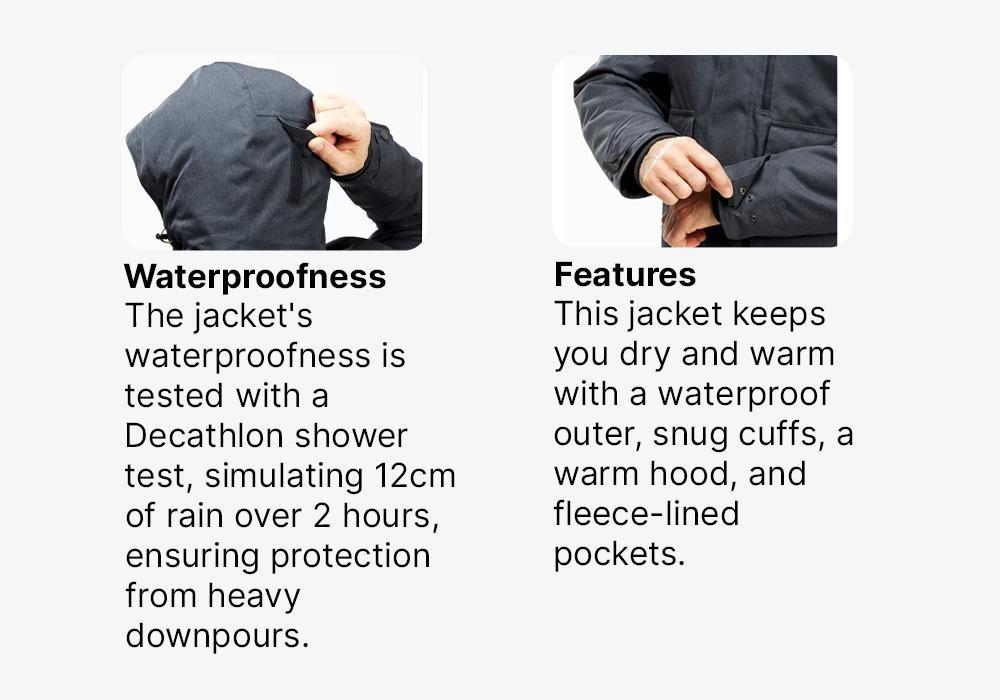 Men Waterproof Winter Hiking Jacket Sh100 X-Warm, Black, No Color, medium