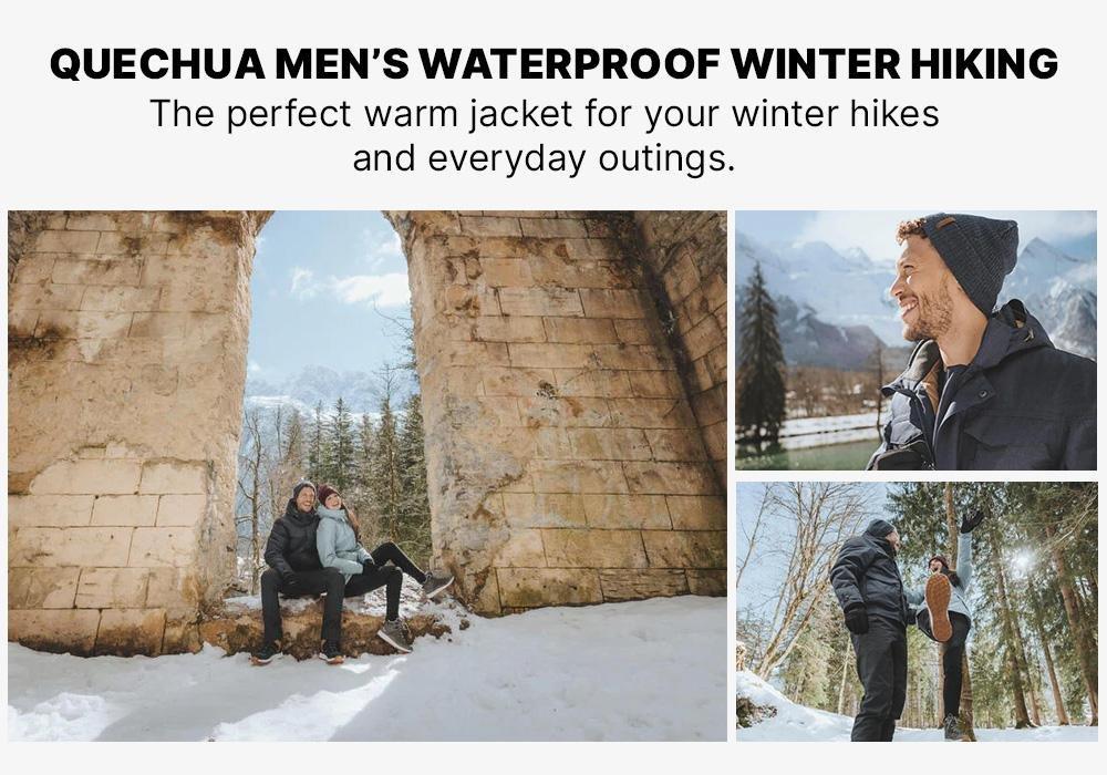 Men Waterproof Winter Hiking Jacket Sh100 X-Warm, Black, No Color, medium