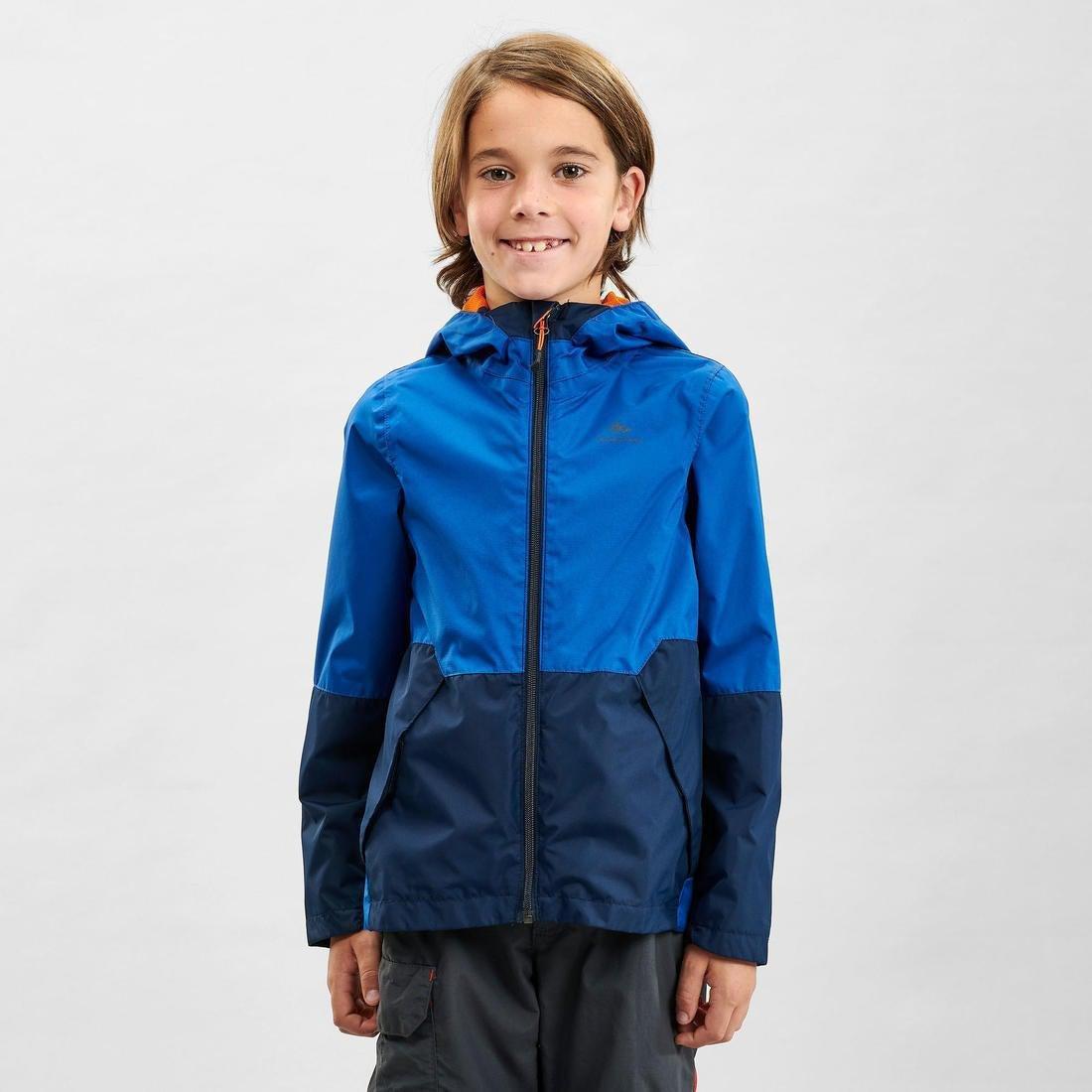 QUECHUA - Kids' Waterproof Hiking Jacket - 7-15Y, Navy Blue