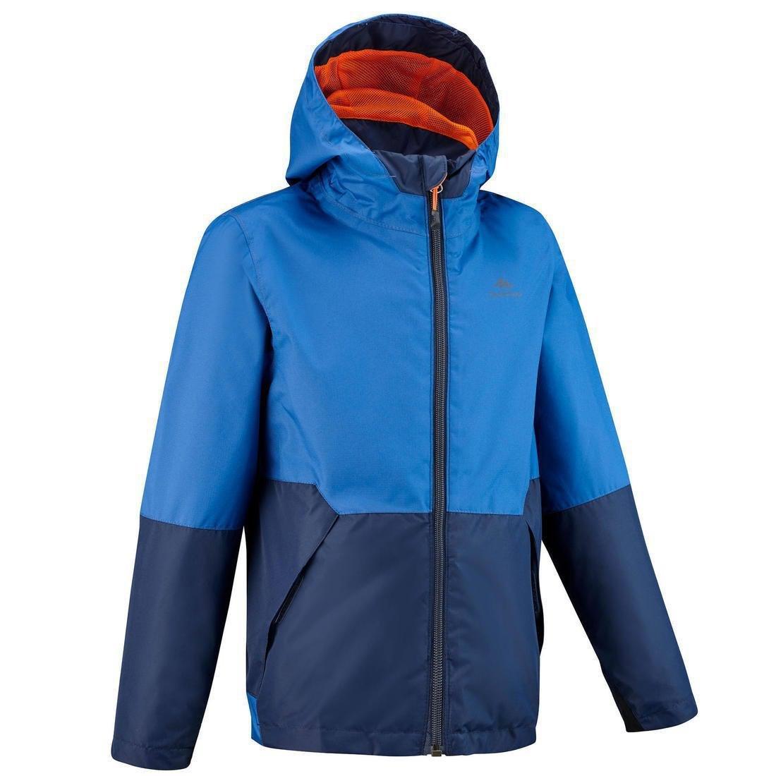 QUECHUA - Kids' Waterproof Hiking Jacket - 7-15Y, Navy Blue