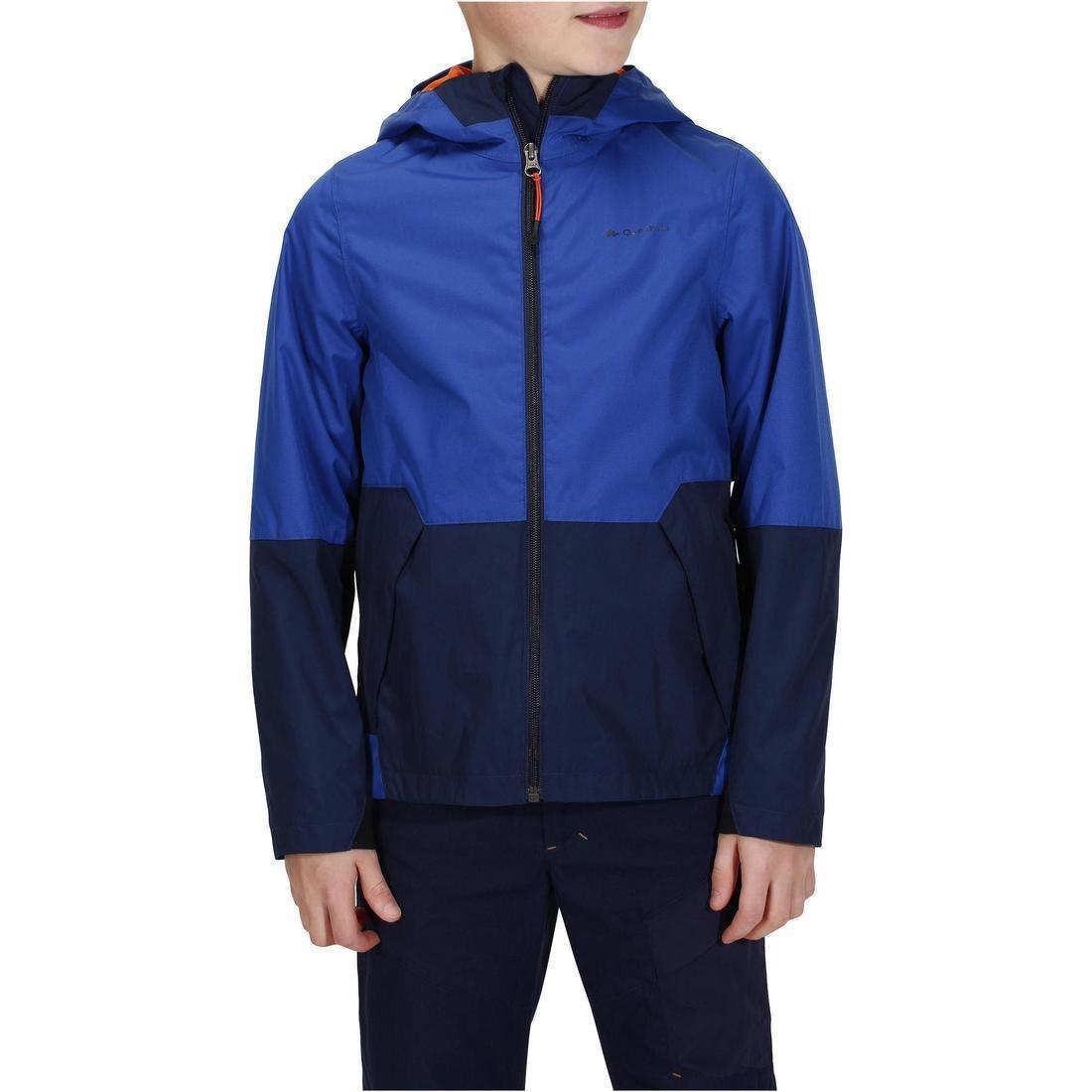 QUECHUA - Kids' Waterproof Hiking Jacket - 7-15Y, Navy Blue