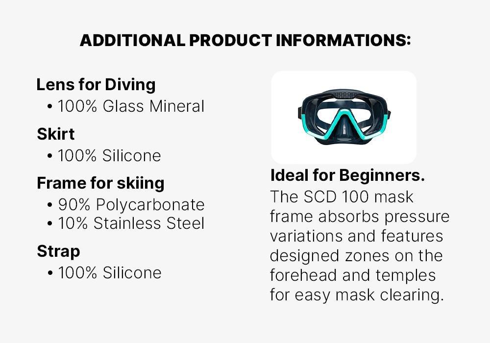 Diving Mask - 100 Scd, Blue, , large image number 16