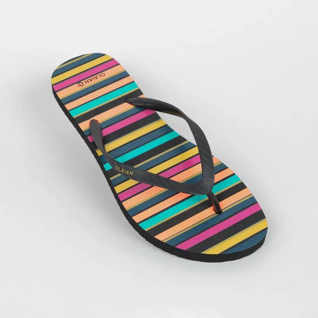 TO100 Women's Flip-Flops, Maupiti Print, Black, , large image number 2
