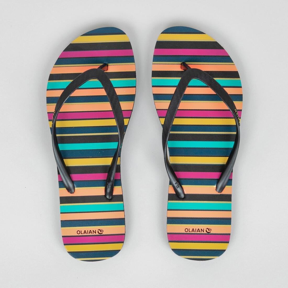 TO100 Women's Flip-Flops, Maupiti Print, Black, , large image number 14