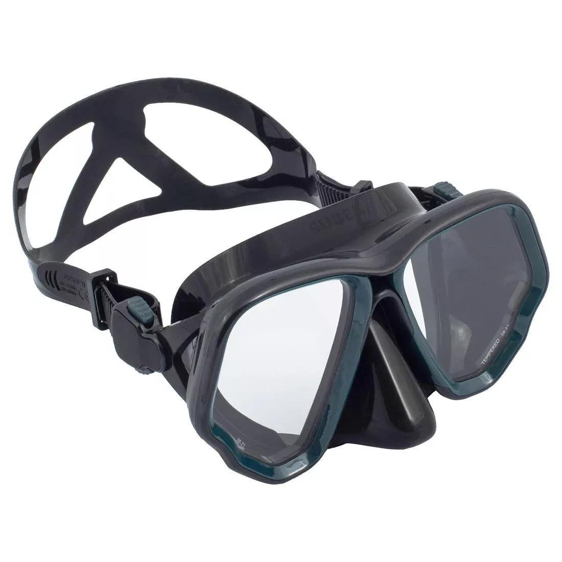 BLACK Scuba mask - 500 Dual BlackGrey, , medium
