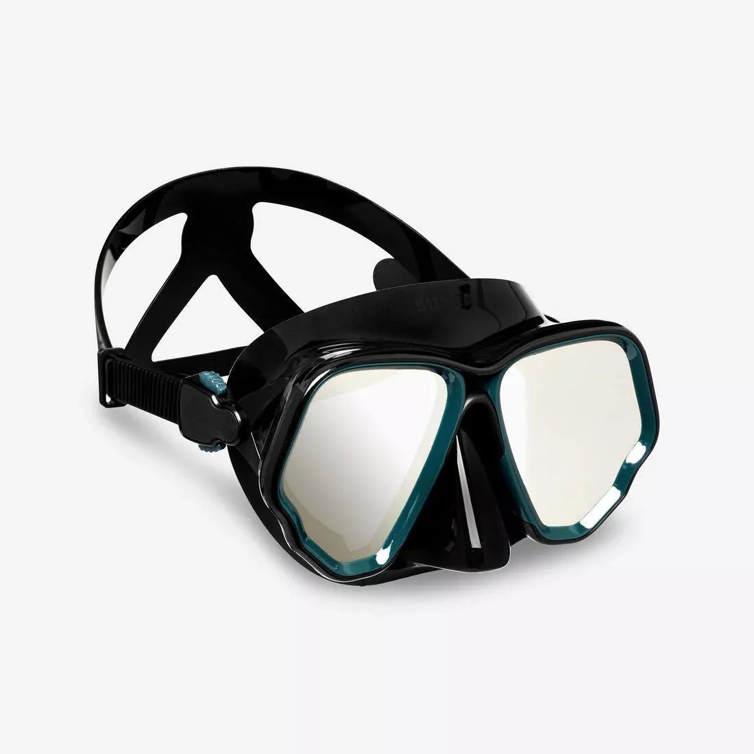 BLACK Scuba mask - 500 Dual BlackGrey, , large image number 1
