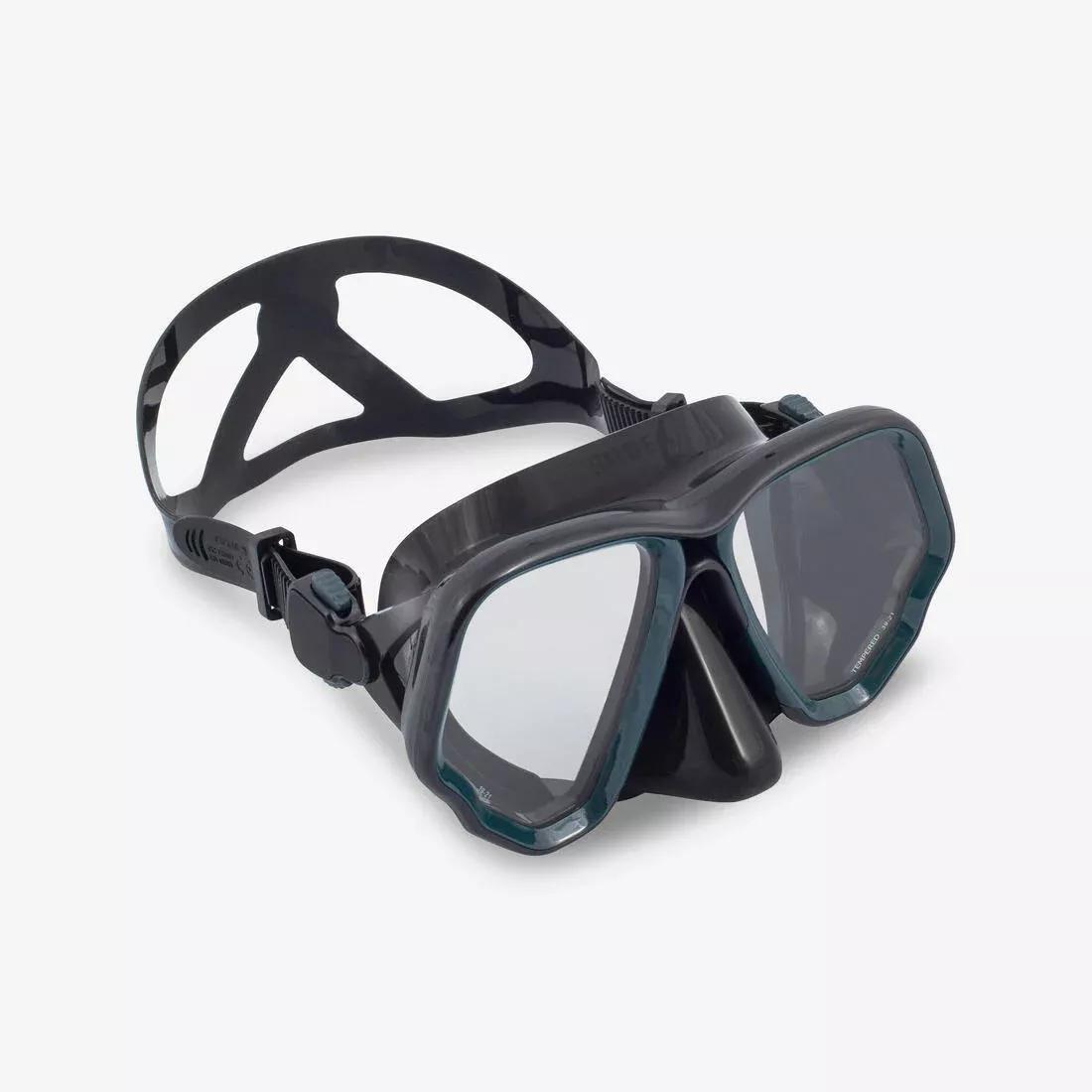 BLACK Scuba mask - 500 Dual BlackGrey, , large image number 3