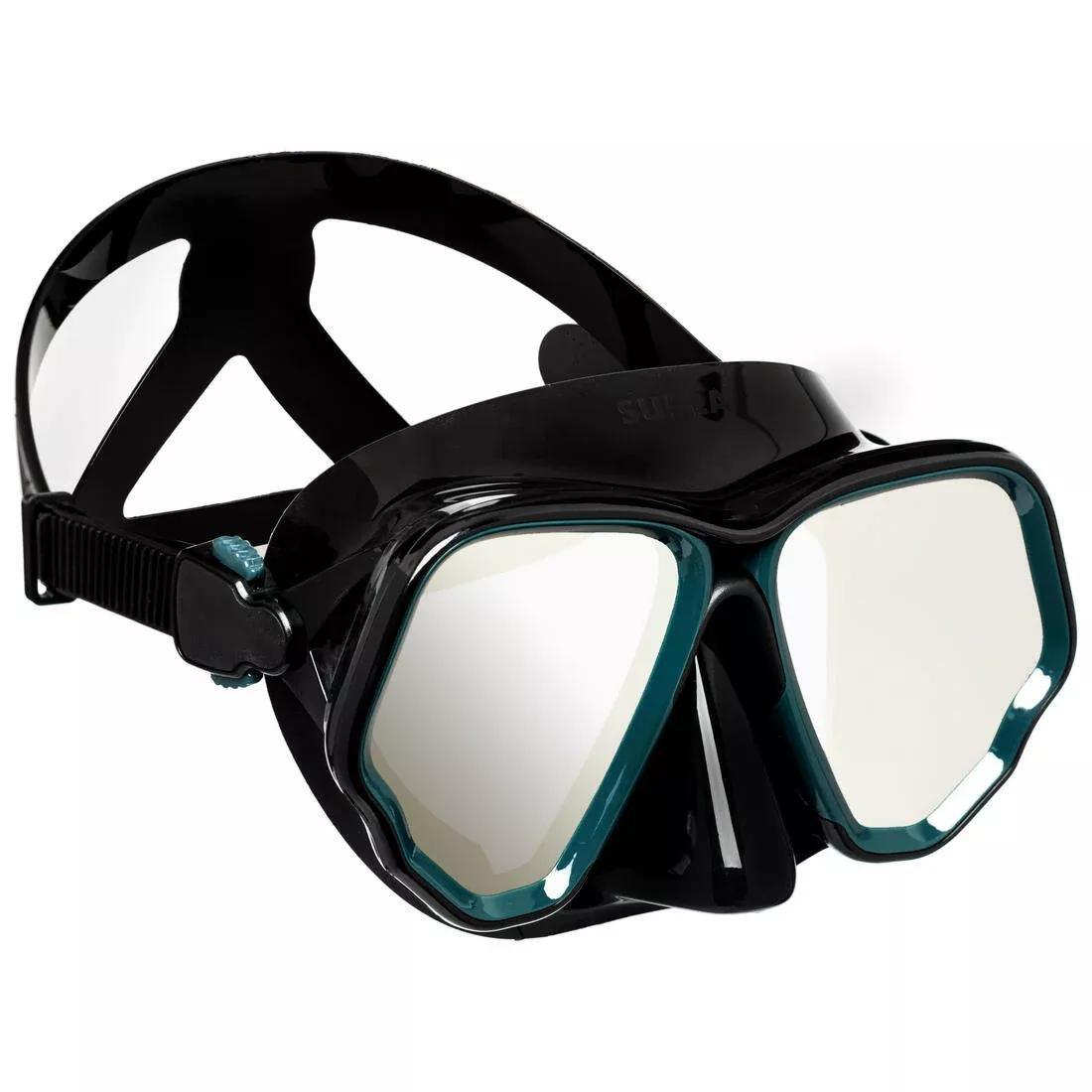 BLUEBERRY BLUE Scuba mask - 500 Dual BlackGrey, No Color, large image number 2