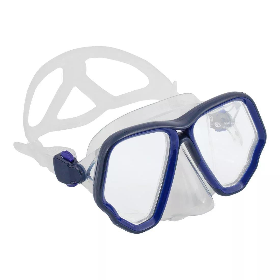 BLUEBERRY BLUE Scuba mask - 500 Dual BlackGrey, No Color, large image number 4