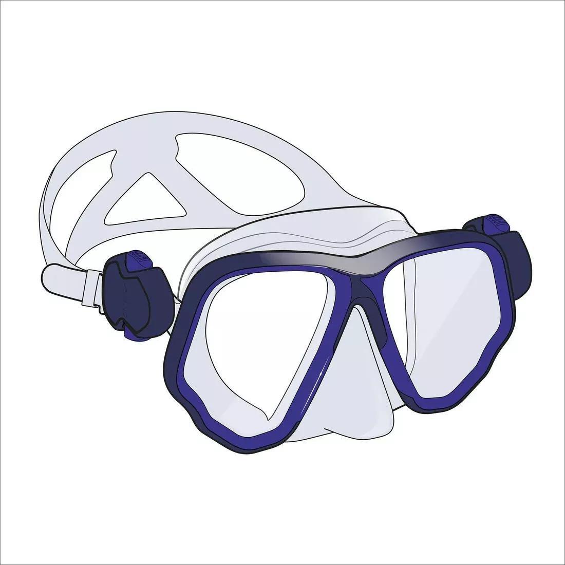 BLUEBERRY BLUE Scuba mask - 500 Dual BlackGrey, No Color, large image number 6