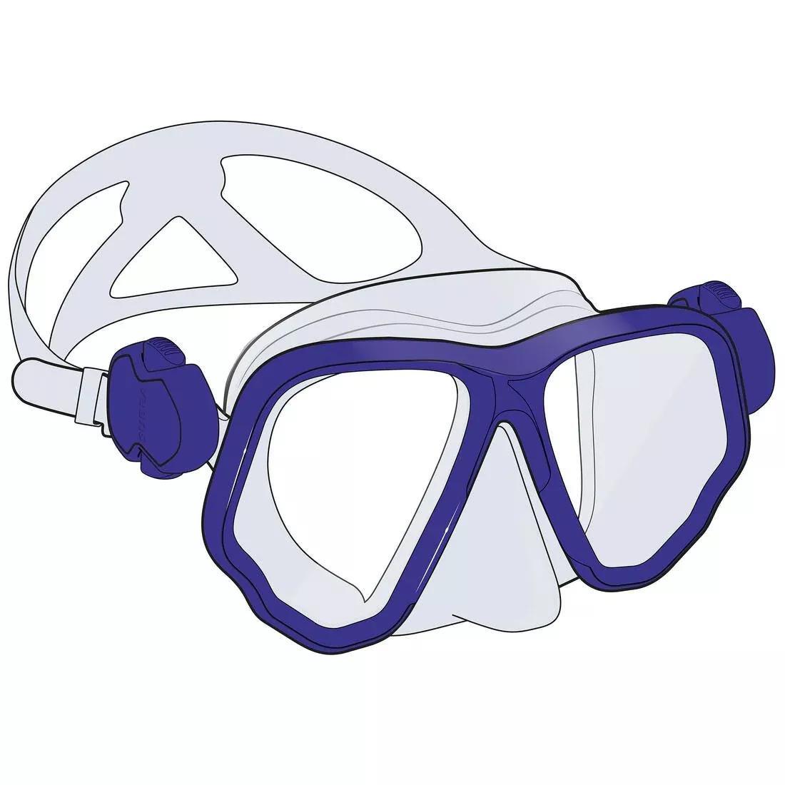 BLUEBERRY BLUE Scuba mask - 500 Dual BlackGrey, No Color, large image number 7