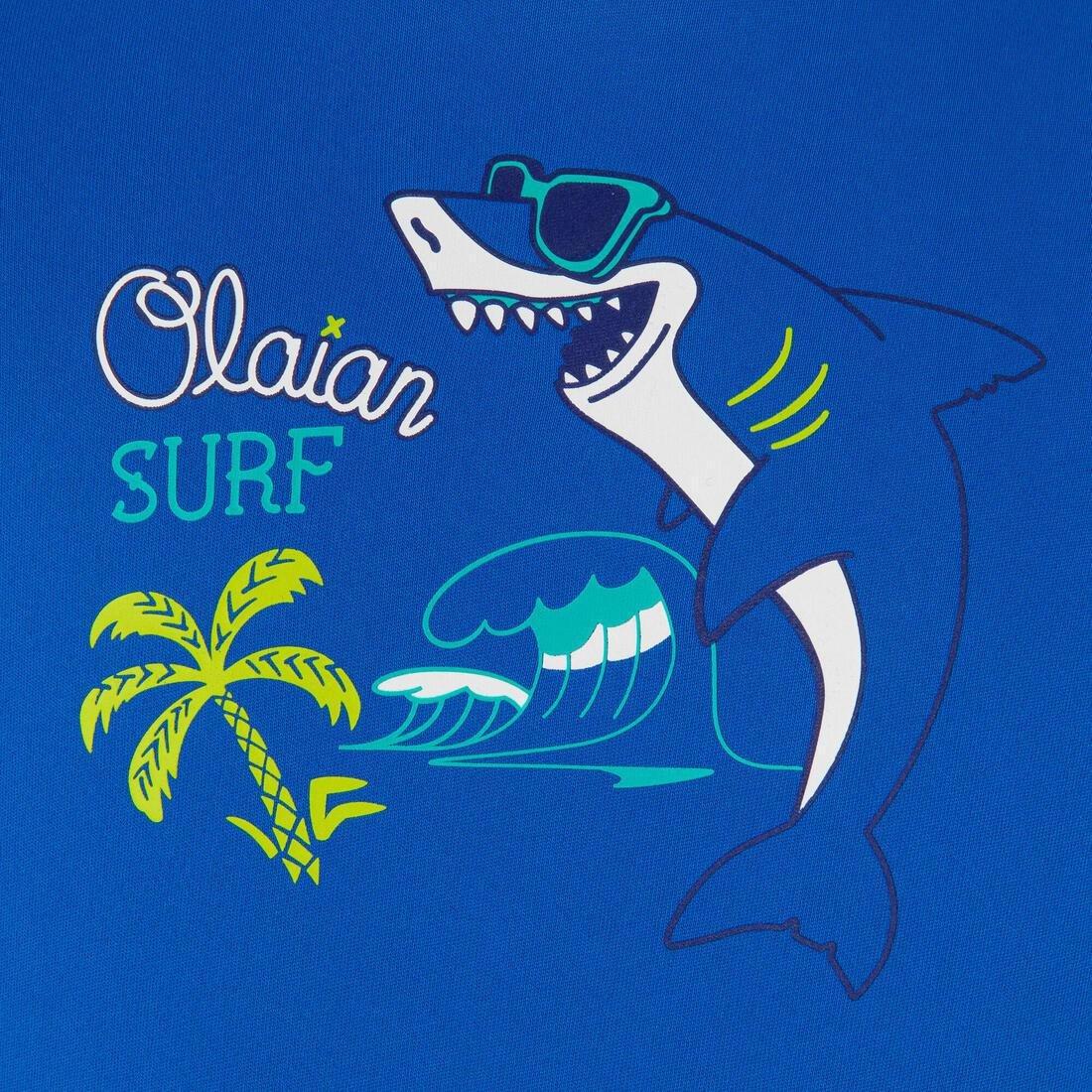 Kids Surfing Anti-Uv Long-Sleeved Printed Water T-Shirt, Blue, , large image number 1