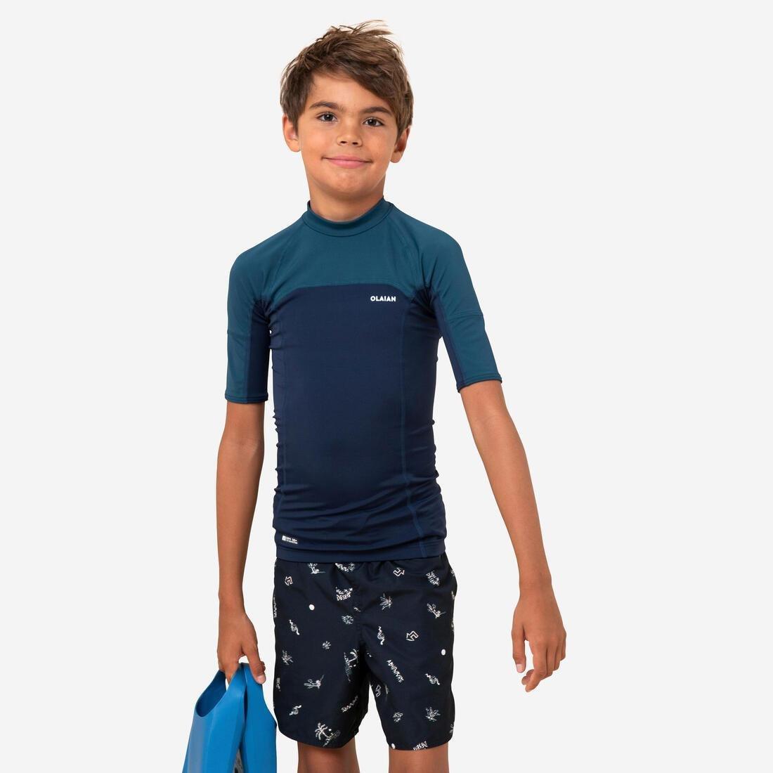 Kids Boys Short-Sleeved Sun Top, Blue, No Color, large image number 5