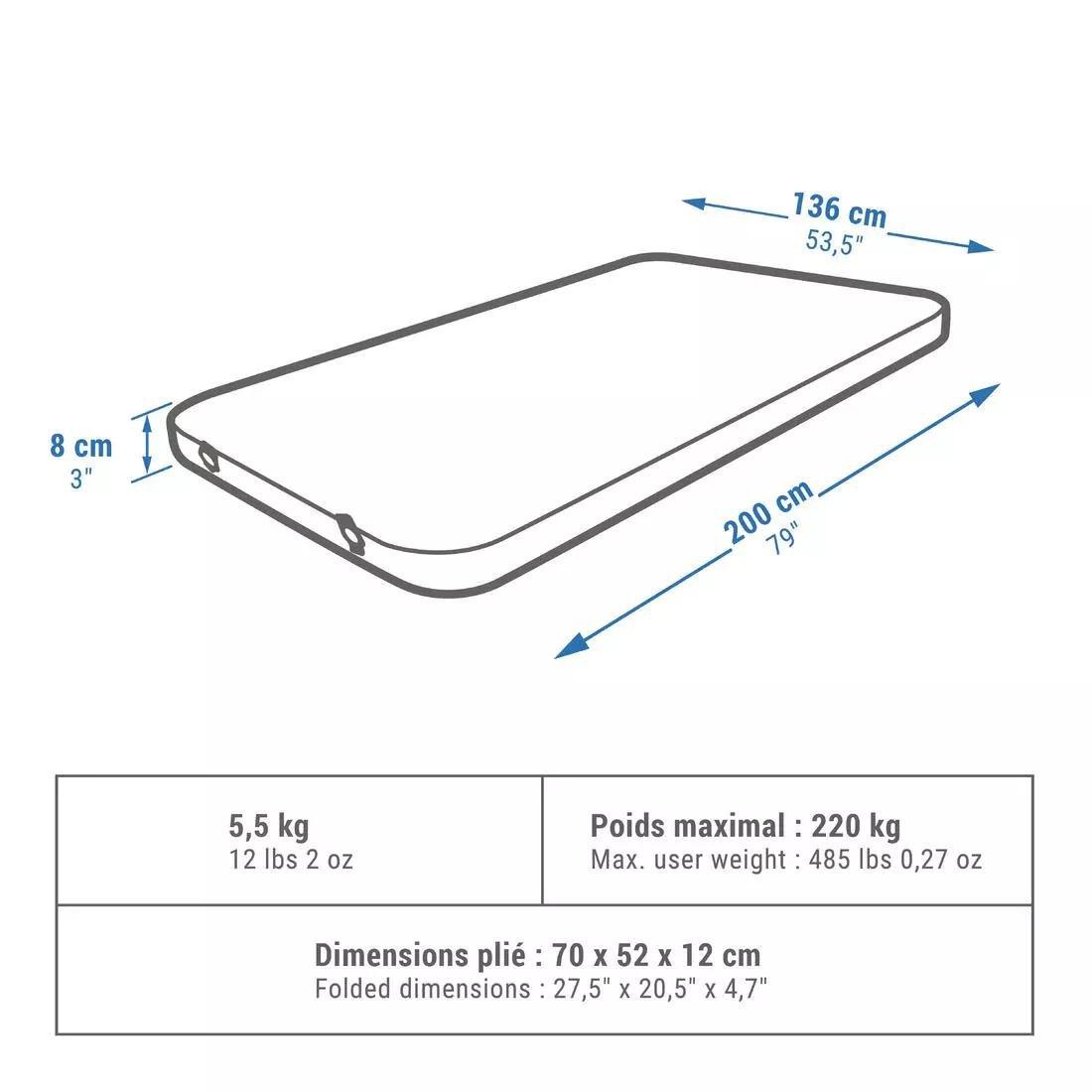 DEFAULT SELF-INFLATING CAMPING MATTRESS - ULTIM COMFORT DOUBLE 136 cm - 2 PERSON, No Color, large image number 3