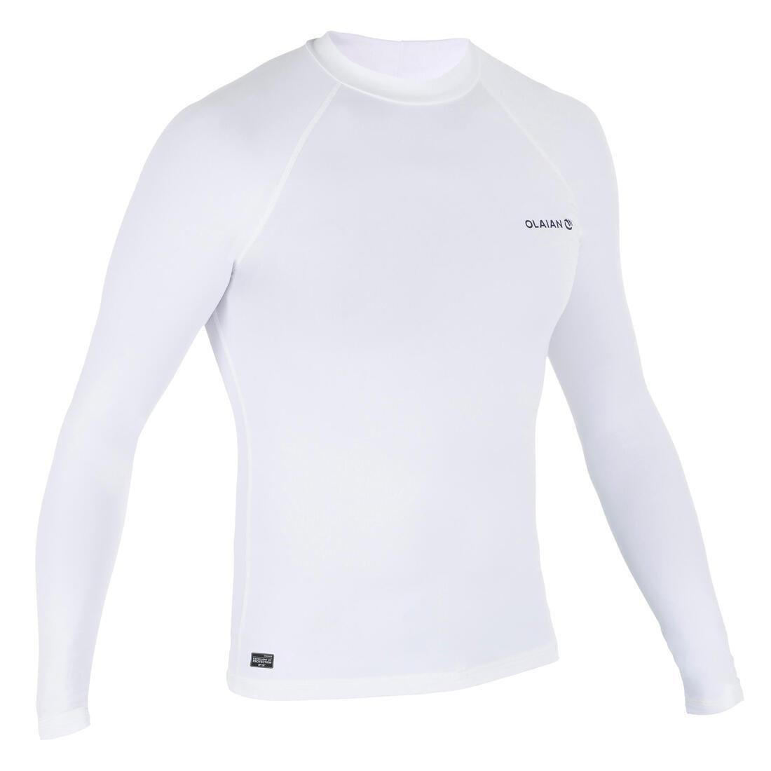 Men Long Sleeve Uv Protection Surfing Top T-Shirt - 100, Hurricane Blue, No Color, medium