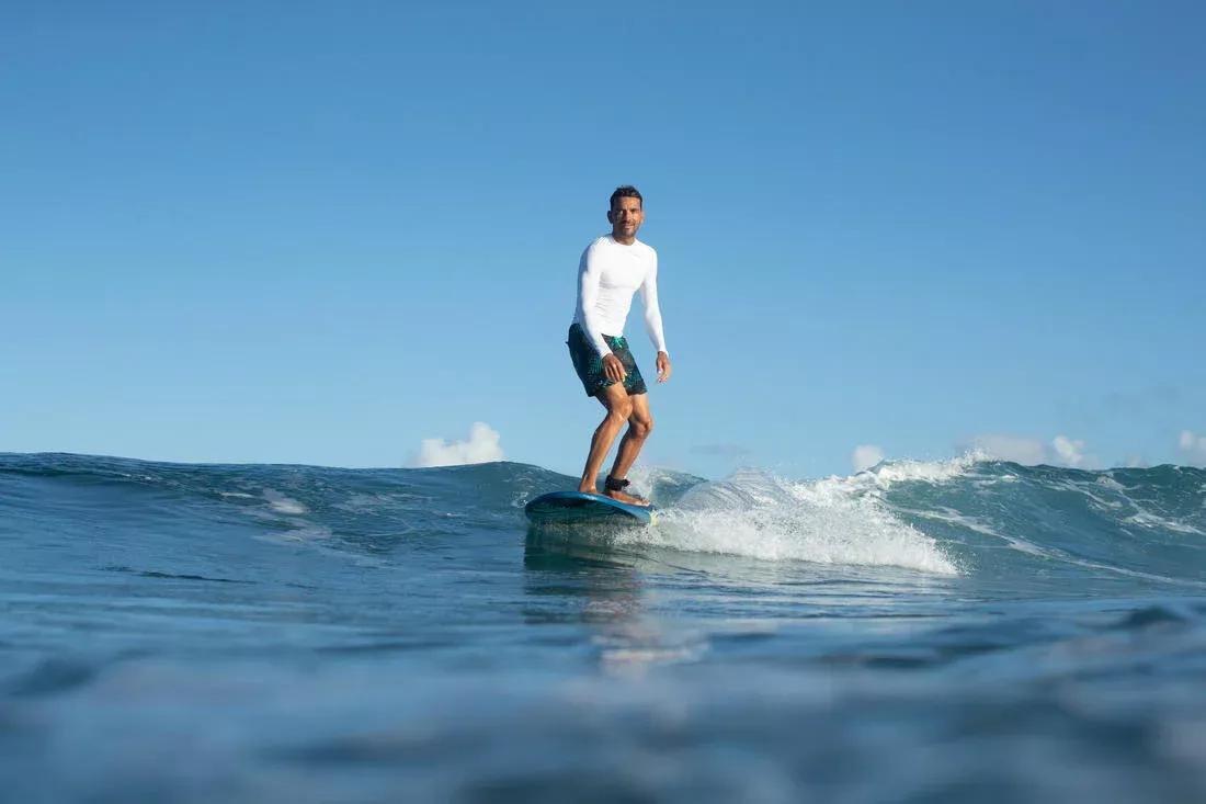 Men Long Sleeve Uv Protection Surfing Top T-Shirt - 100, Hurricane Blue, No Color, medium
