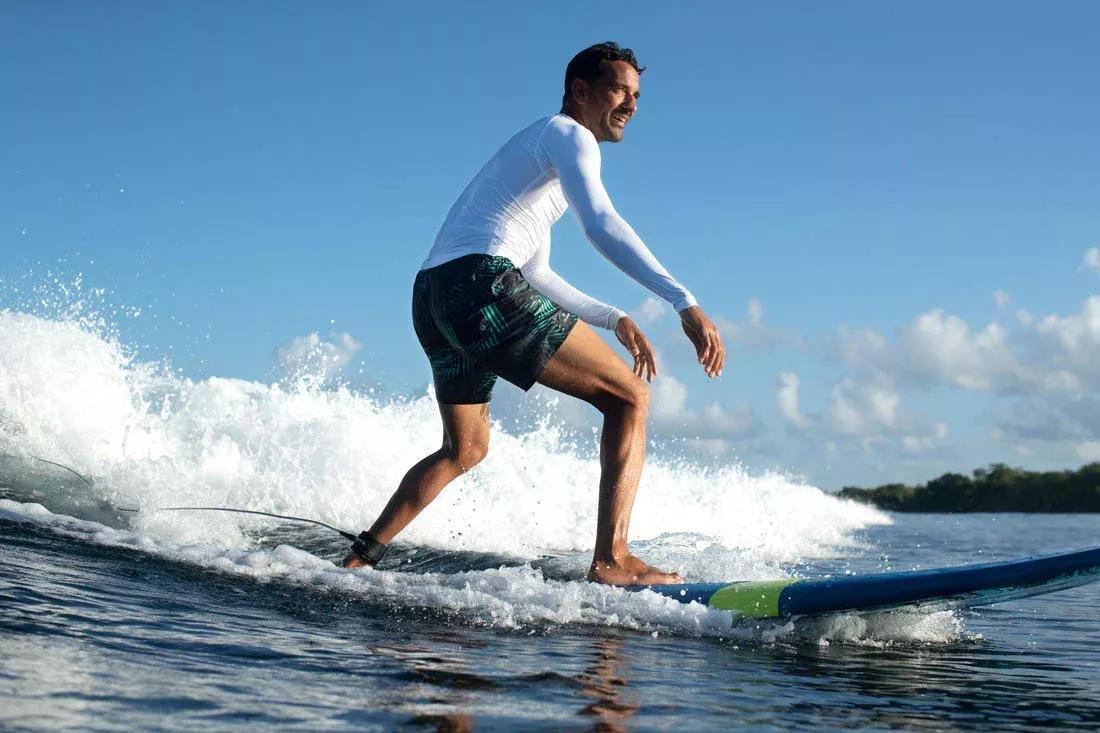 Men Long Sleeve Uv Protection Surfing Top T-Shirt - 100, Hurricane Blue, , large image number 3