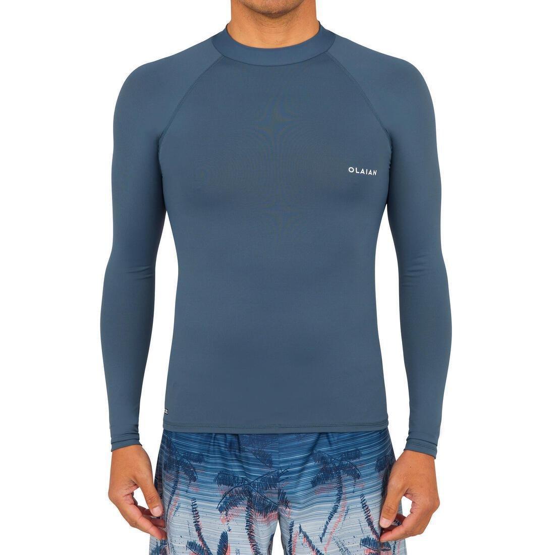 Men Long Sleeve Uv Protection Surfing Top T-Shirt - 100, Hurricane Blue, , large image number 5