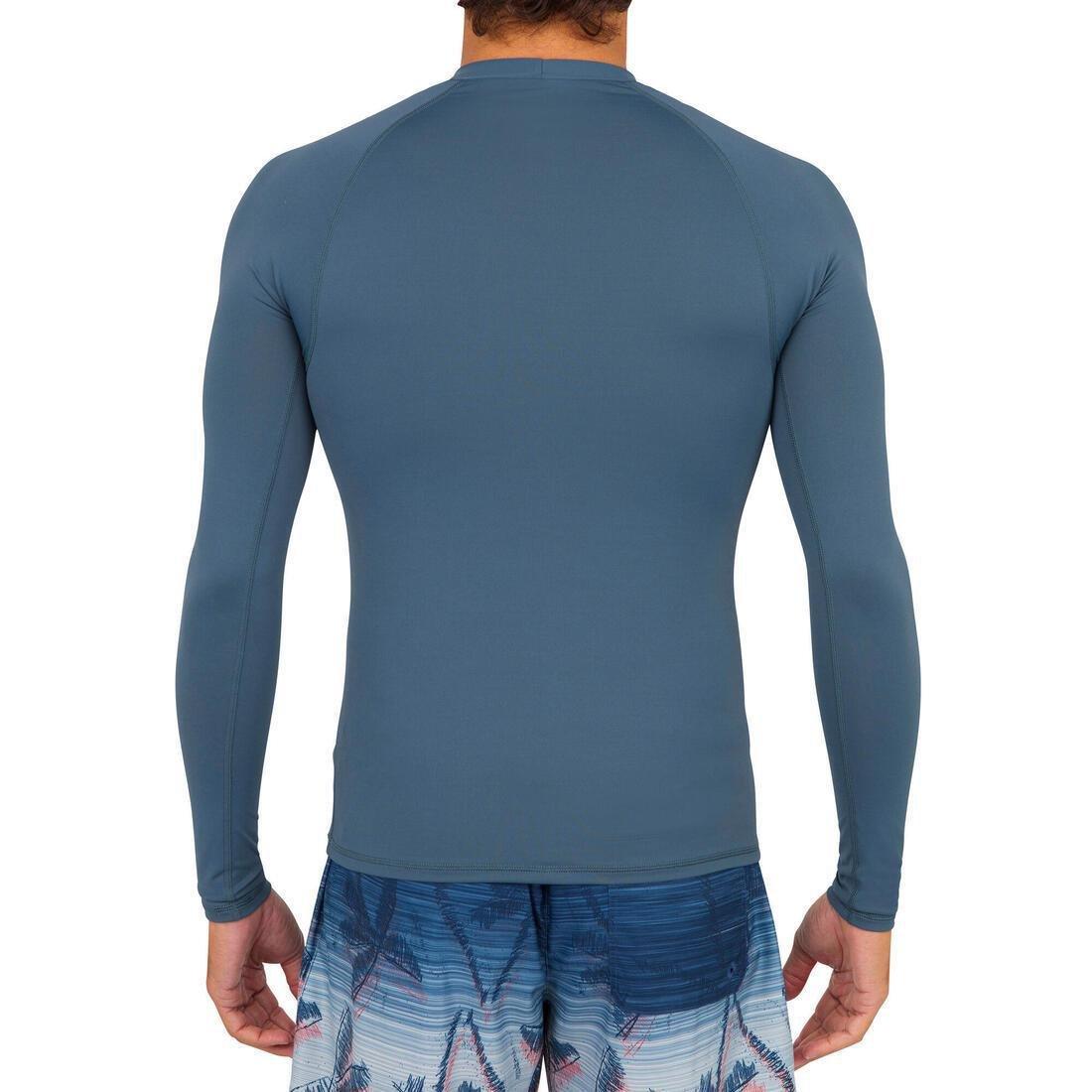 Men Long Sleeve Uv Protection Surfing Top T-Shirt - 100, Hurricane Blue, , large image number 7