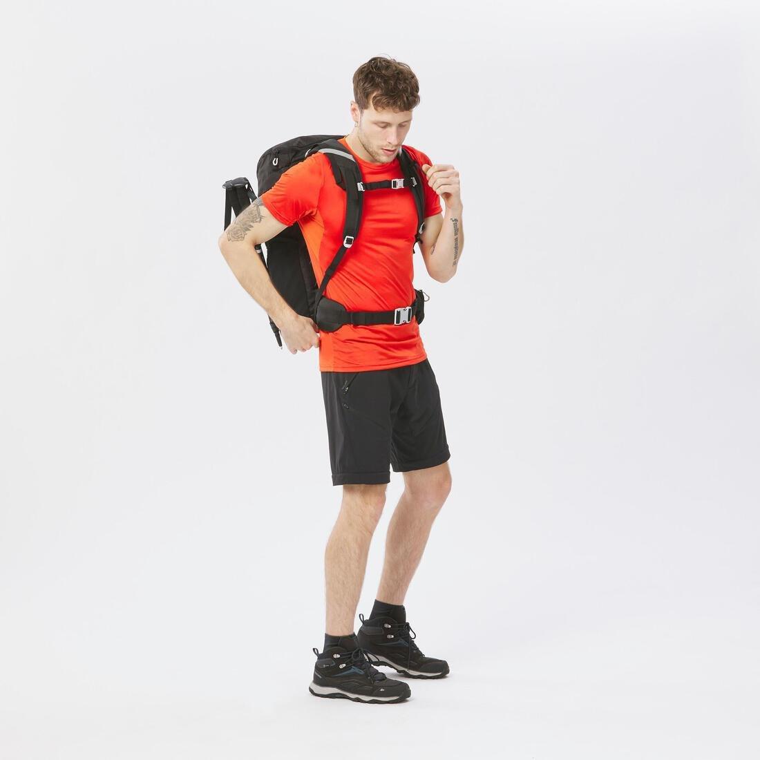 Men Synthetic Short-Sleeved Hiking T-Shirt  Mh100, Orange, , large image number 3