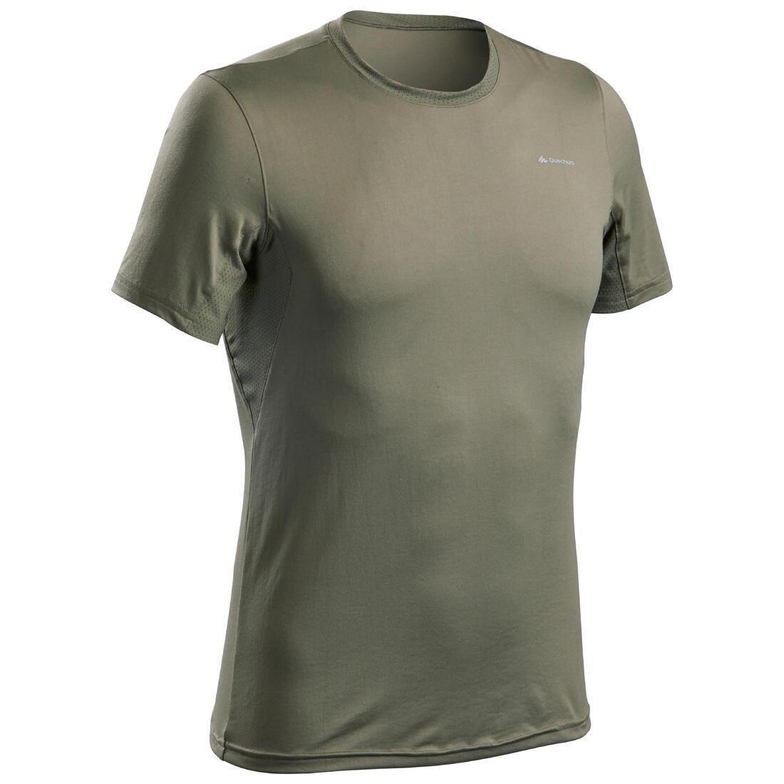 QUECHUA - Men Synthetic Short-Sleeved Hiking T-Shirt  Mh100, Orange