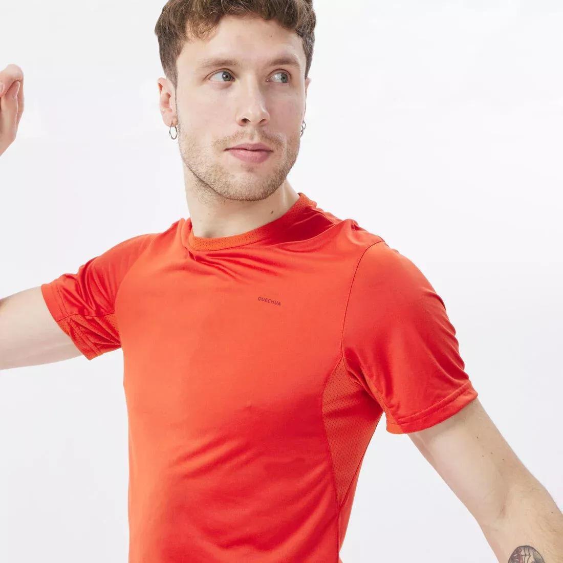 Men Synthetic Short-Sleeved Hiking T-Shirt  Mh100, Orange, , large image number 10