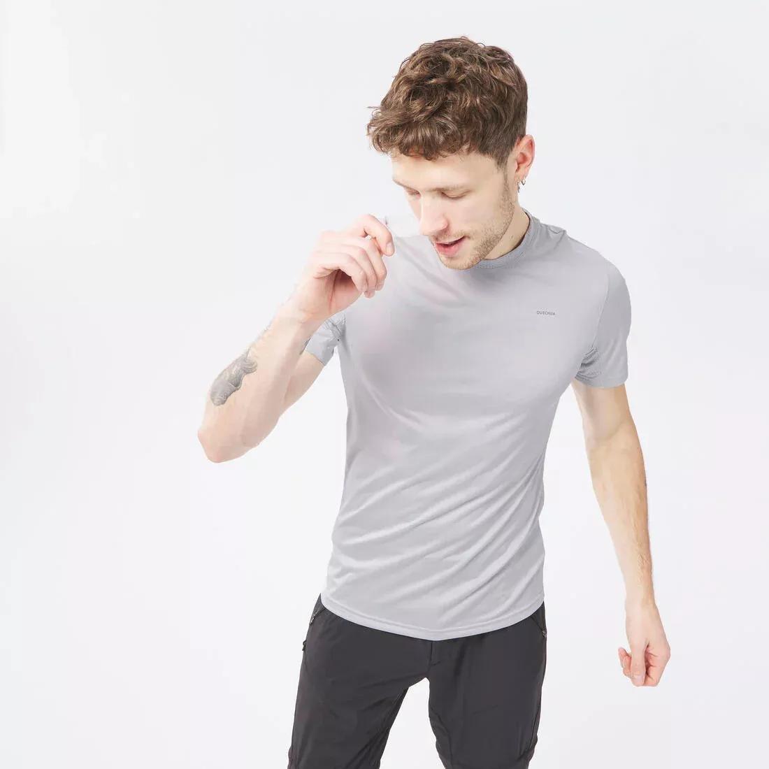 Men Synthetic Hiking T-Shirt - Mh100, Grey, , large image number 3