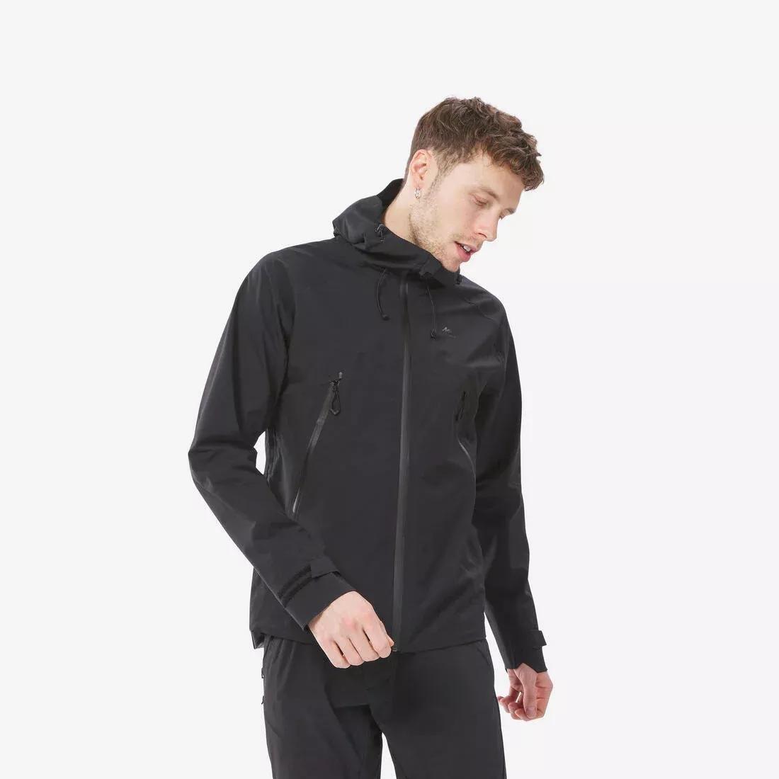 BLACK Men's Hiking Lightweight Waterproof Jacket MH500, , large image number 0