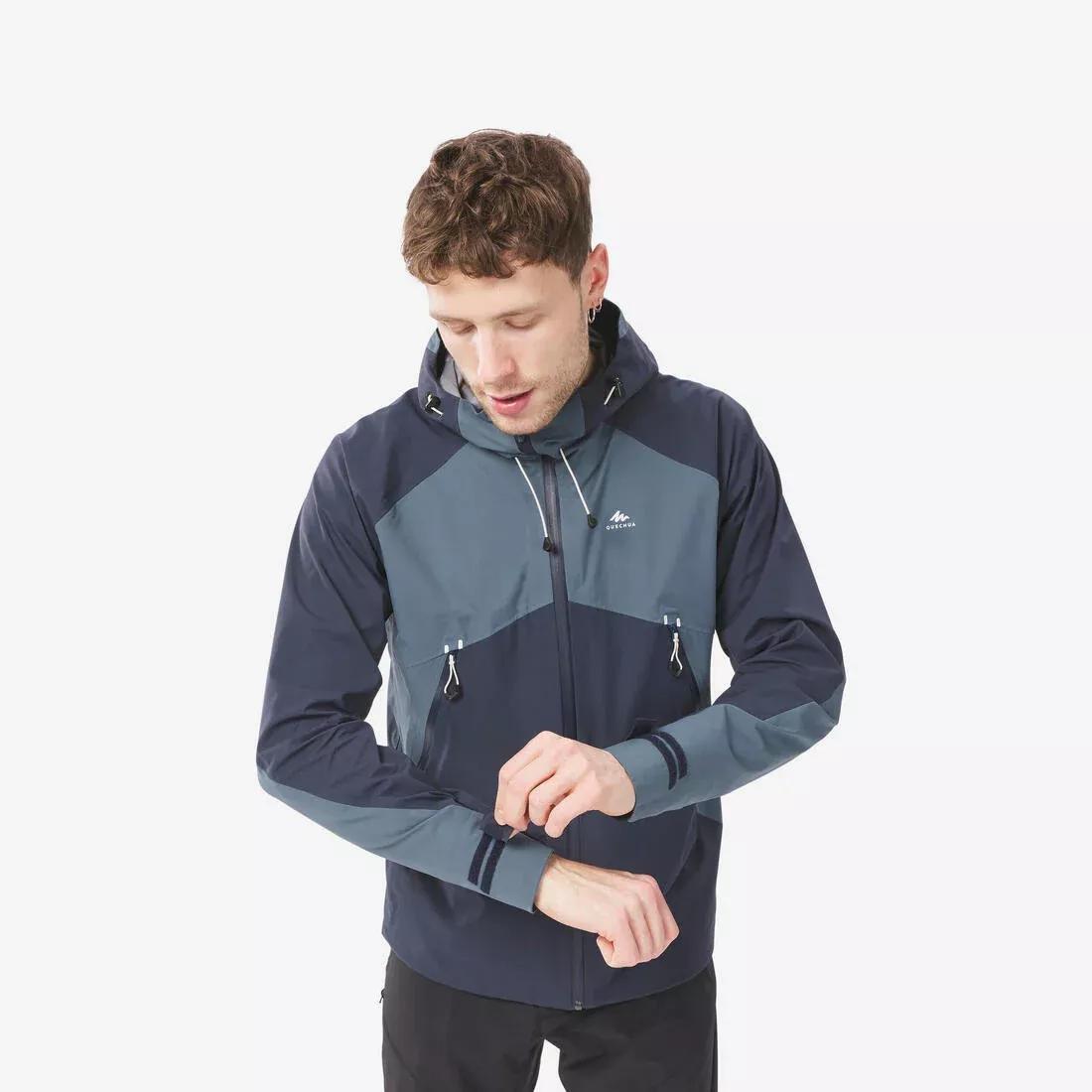 BLACK Men's Hiking Lightweight Waterproof Jacket MH500, , large image number 1