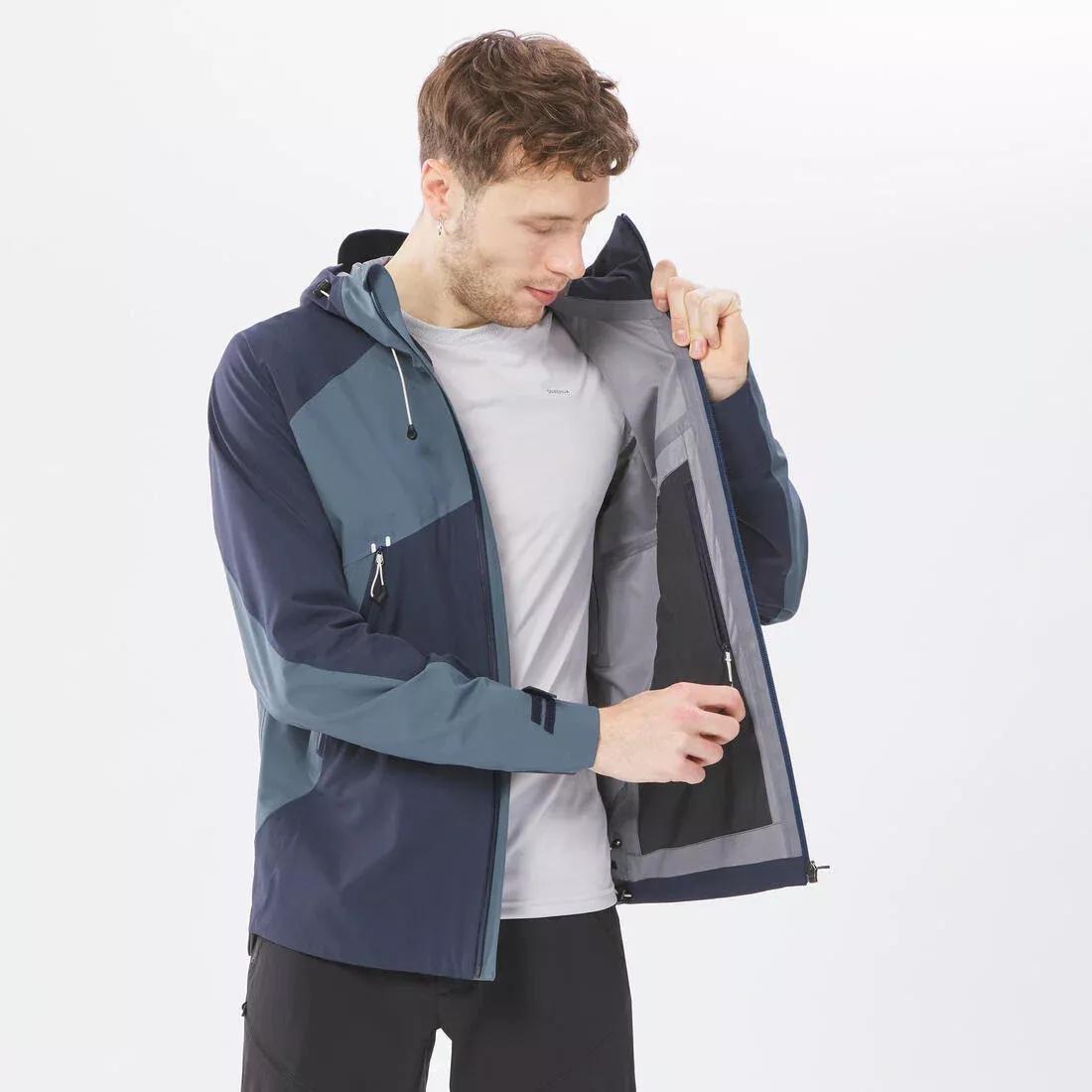 BLACK Men's Hiking Lightweight Waterproof Jacket MH500, , large image number 3