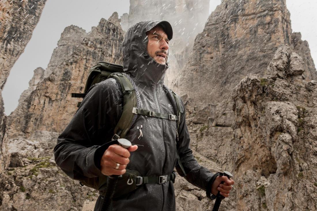 BLACK Men's Hiking Lightweight Waterproof Jacket MH500, , large image number 5